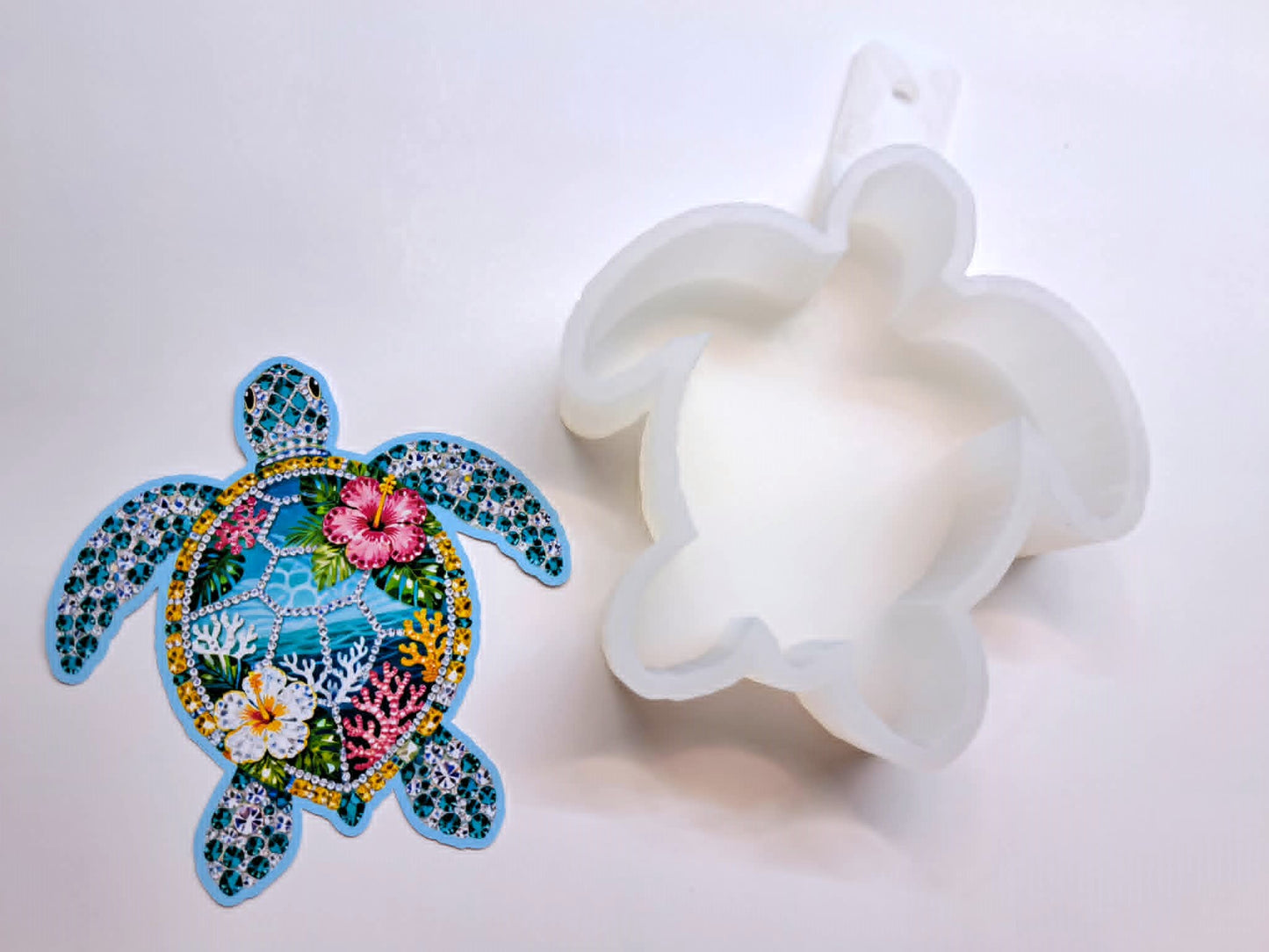 Rhinestone Floral Sea Turtle Cardstock Silicone Mold, Aroma Bead Molds, Premium Cardstock Images