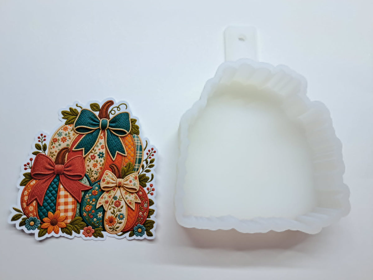 Patchwork Fall Pumpkins Cardstock Silicone Mold, Aroma Bead Molds, Premium Cardstock Images