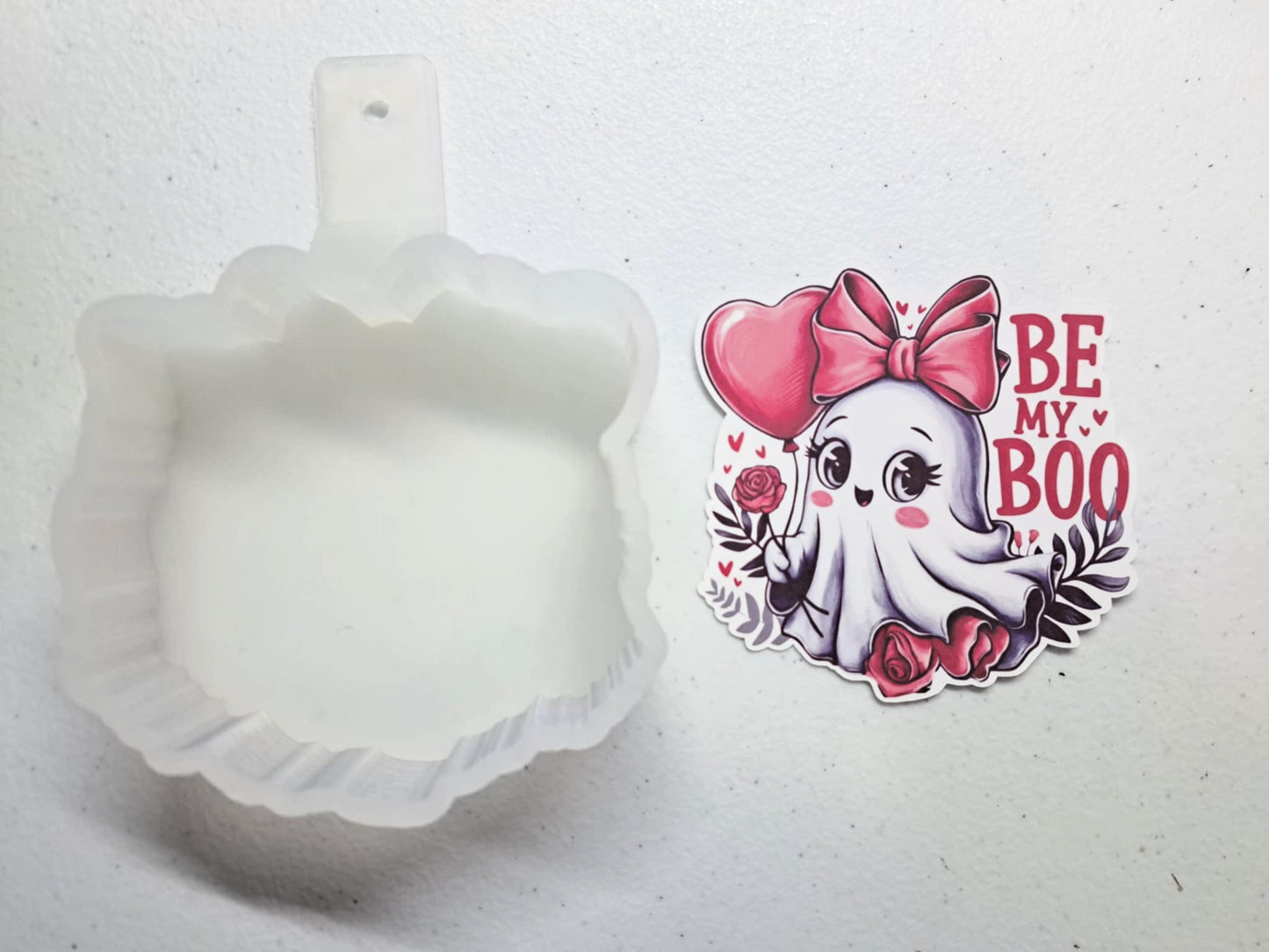 Be My Boo Valentine Ghost Girl Cardstock Silicone Mold, Aroma Bead Molds