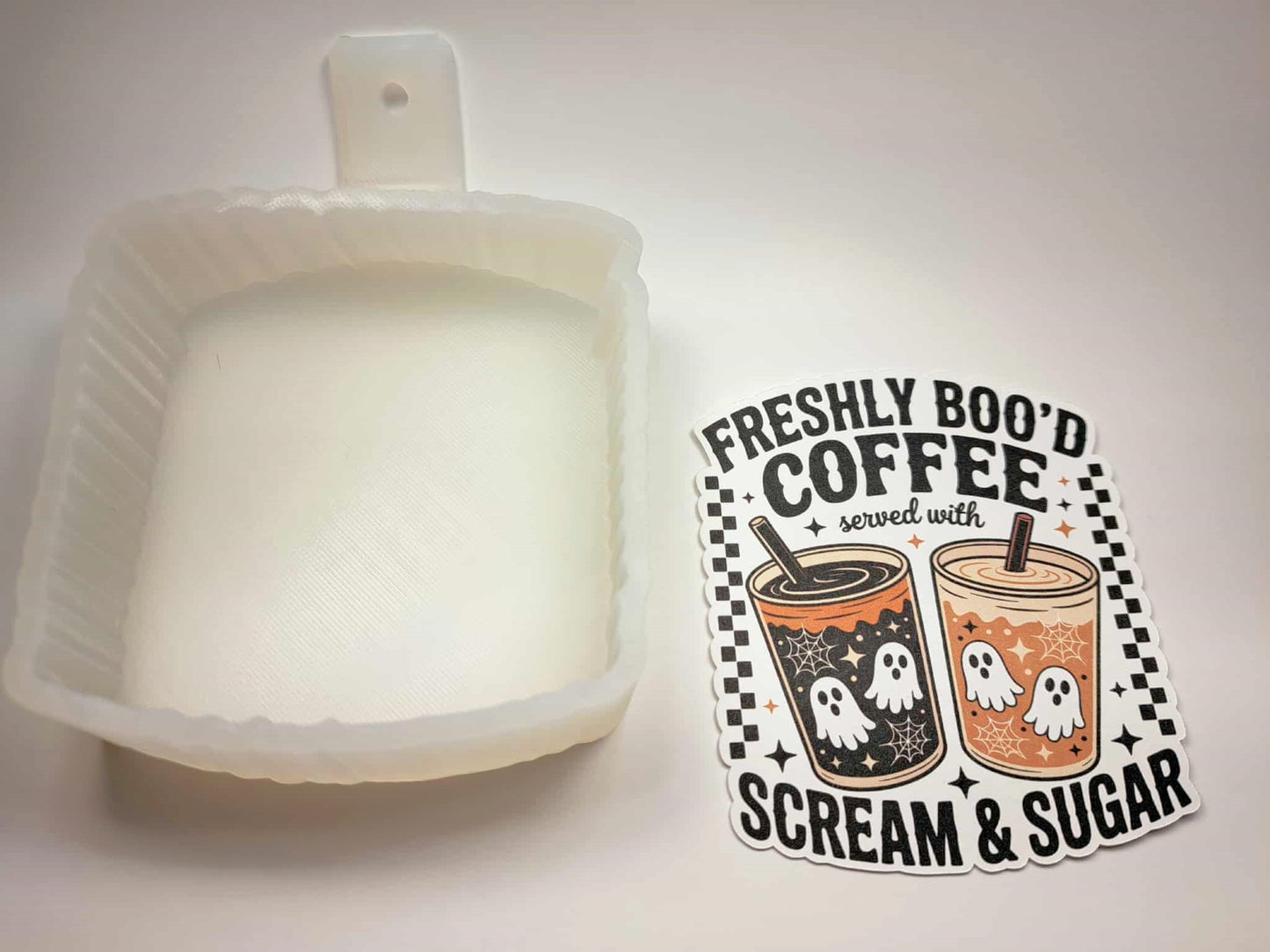 Freshly Boo'd Coffee Halloween Drinks Cardstock Silicone Mold, Aroma Bead Molds, Premium Cardstock Images