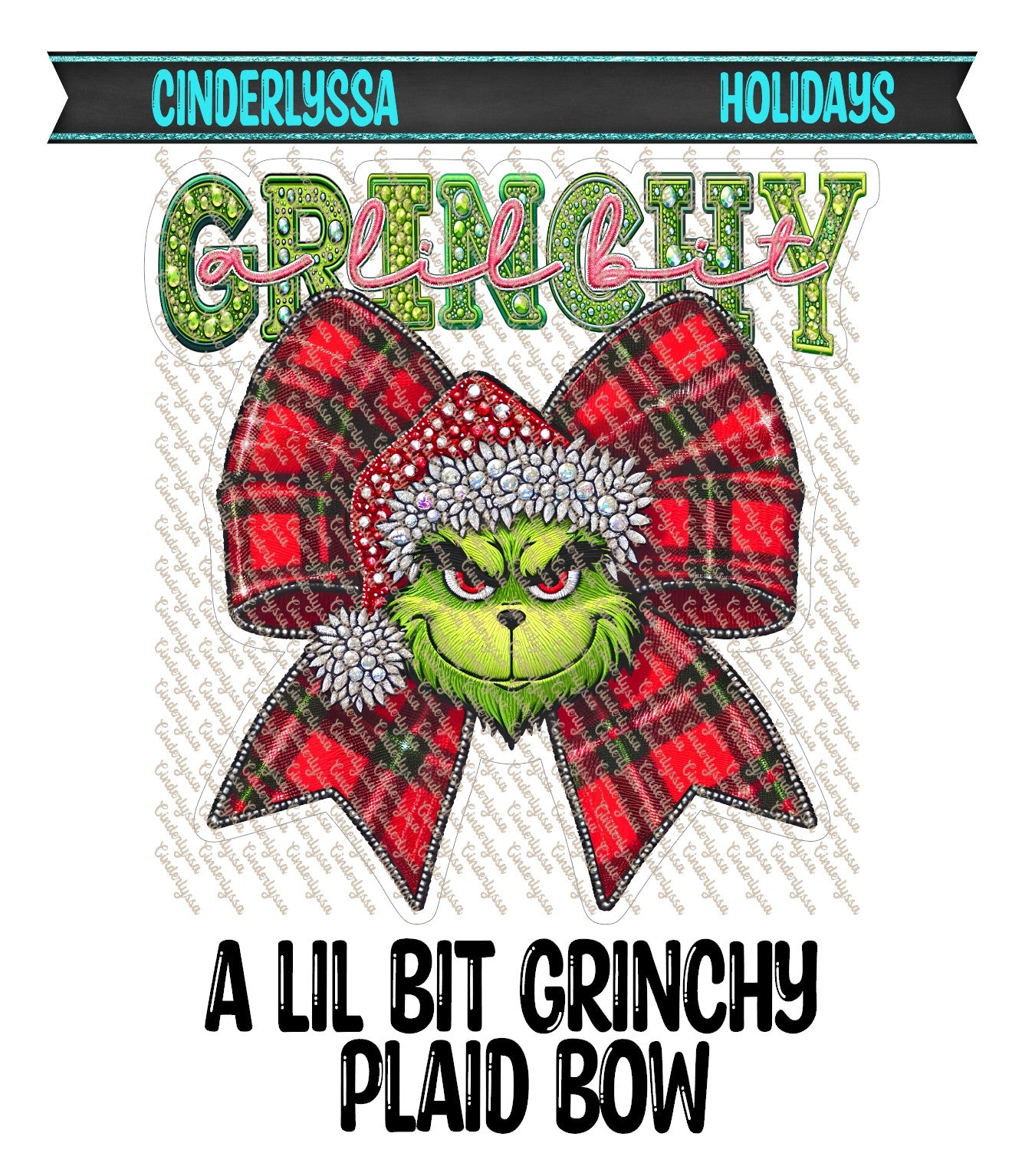 A Lil Bit Grinchy Plaid Bow Cardstock Silicone Mold, Aroma Bead Molds, Car Freshies, Premium Cardstock Images