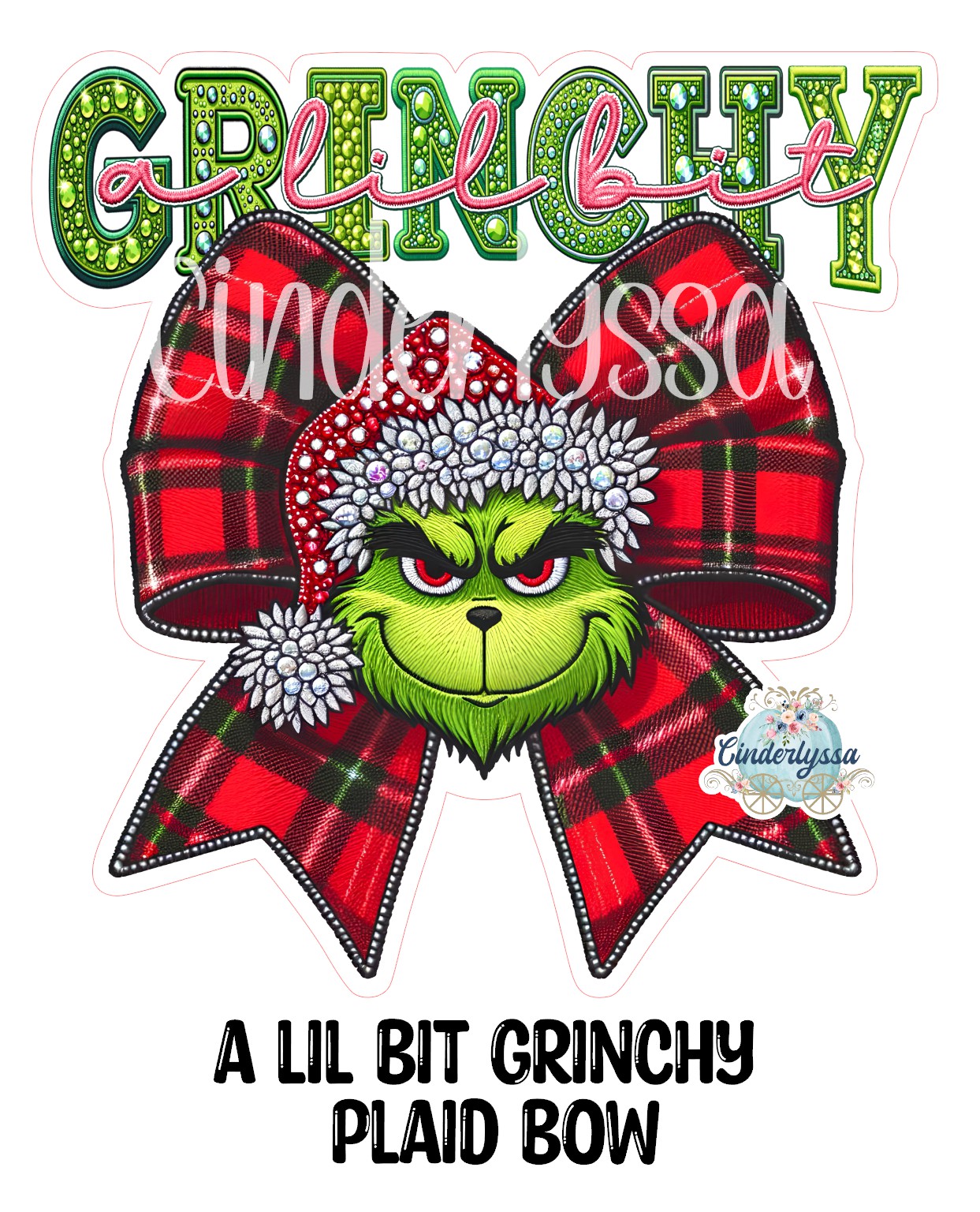 A Lil Bit Grinchy Plaid Bow Cardstock Silicone Mold, Aroma Bead Molds, Car Freshies, Premium Cardstock Images