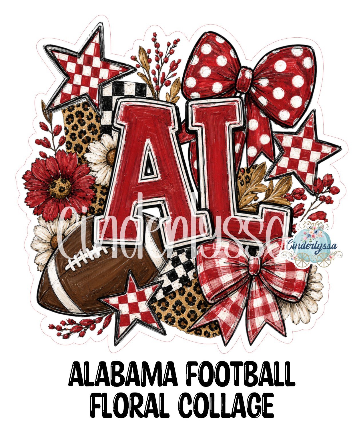 Alabama Football Floral Collage Cardstock Silicone Mold, Aroma Bead Molds, Premium Cardstock Images