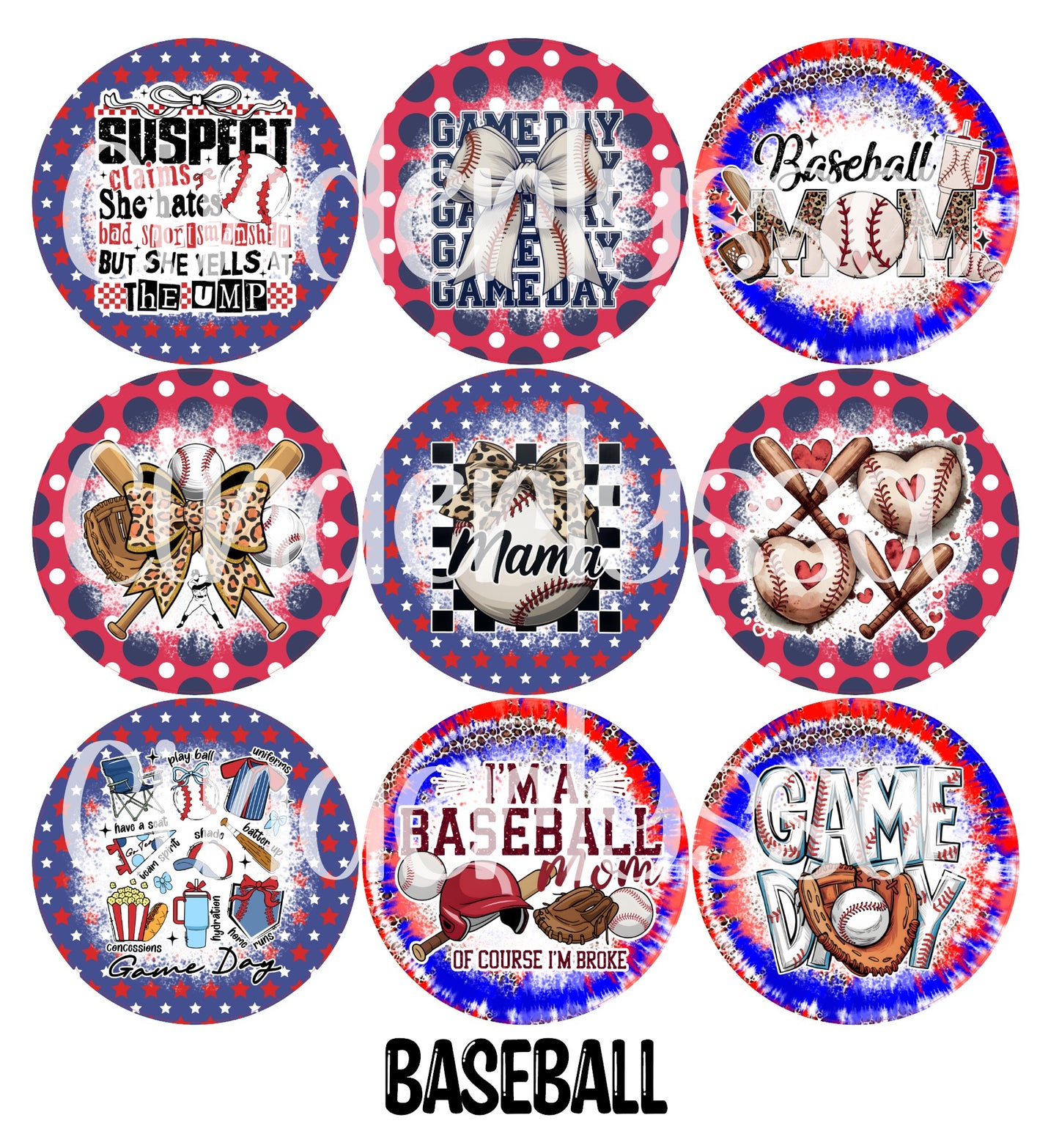 3 inch Round Baseball Cardstock Only for freshies: for Aroma Bead Molds, Premium Cardstock Images