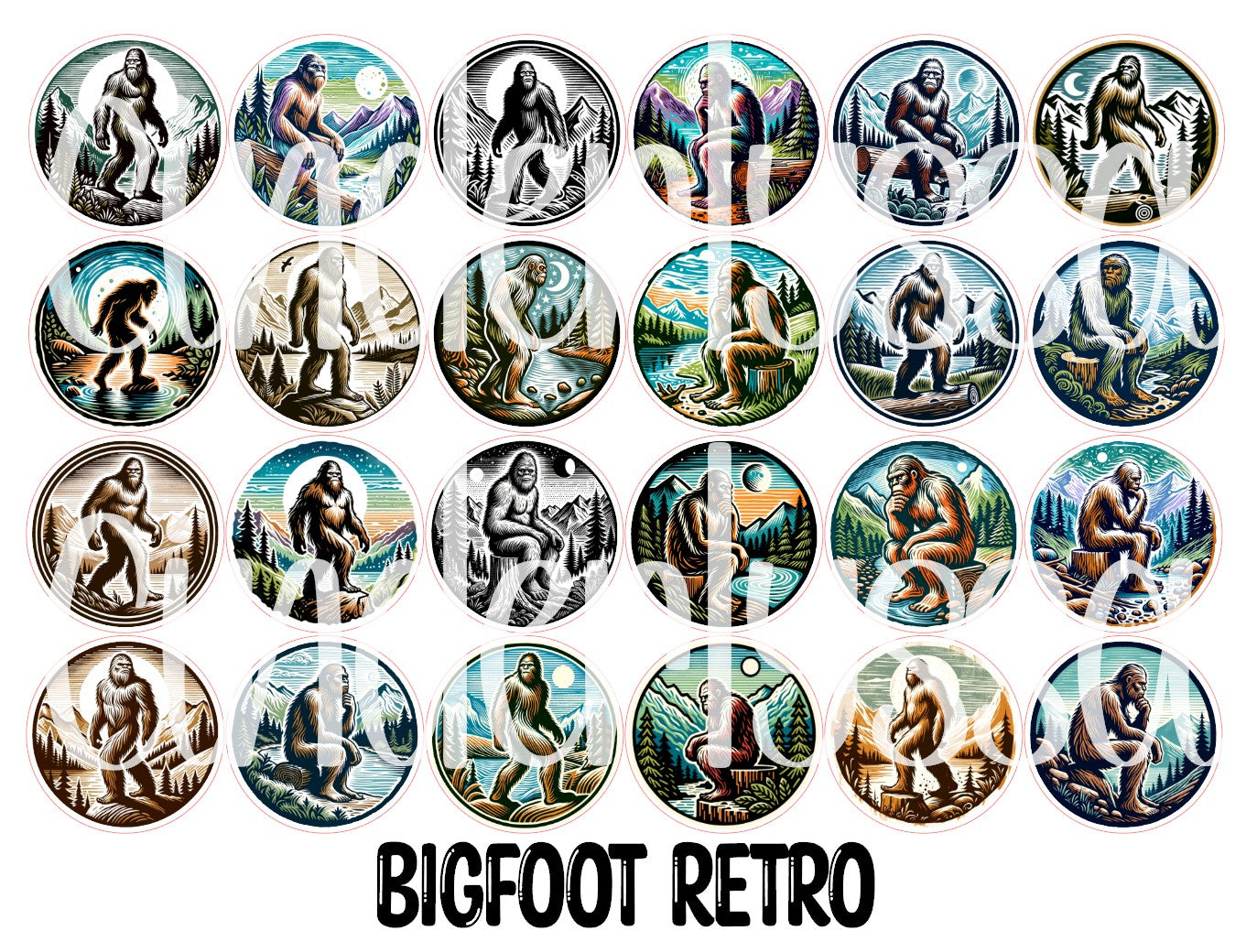 2.5 inch Round Bigfoot Retro Cardstock Only for freshies: Cardstock Silicone Mold, Car Freshener, Premium Cardstock Images-NO MOLD