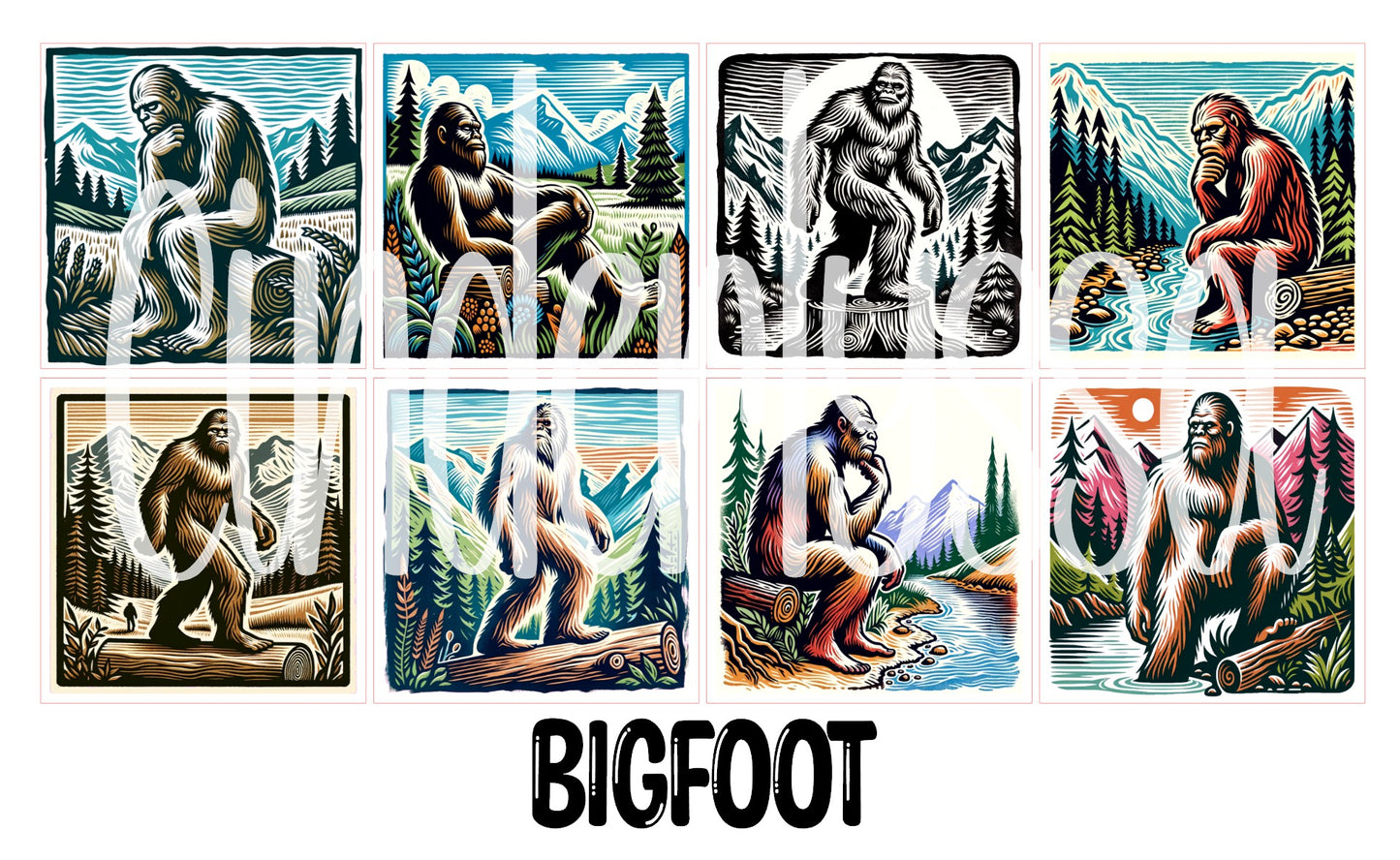2.5 inch Square Bigfoot Retro Cardstock Only for freshies - NO MOLD: Cardstock Silicone Mold, for Aroma Bead Molds, Premium Cardstock Images