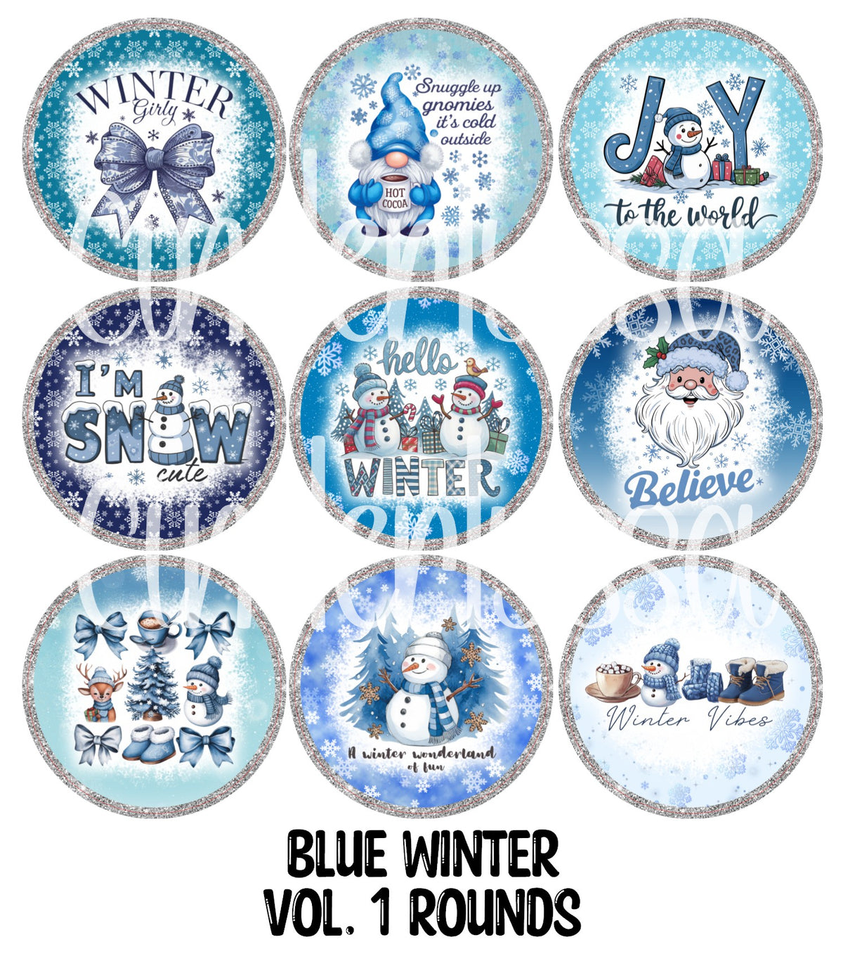 Blue Winter Vol. 1 Rounds Cardstock Only for freshies - NO MOLD for Aroma Bead Molds, Premium Cardstock Images