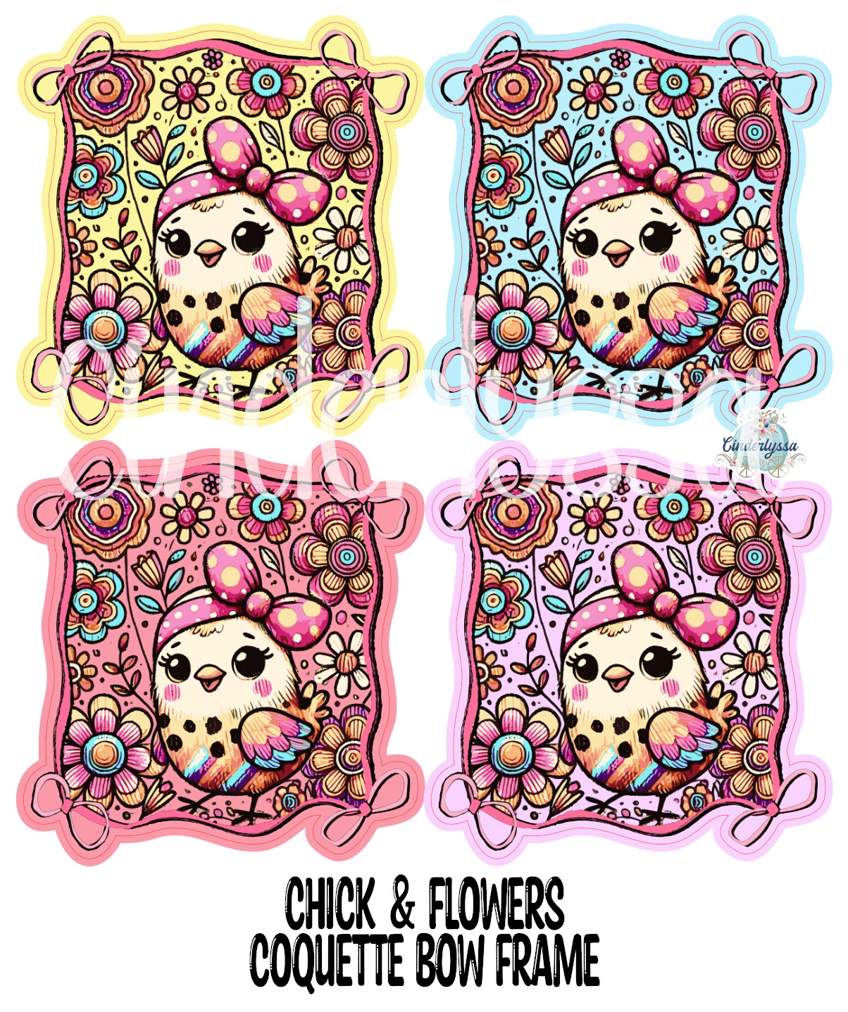 Chick & Flowers Coquette Bow Frame Cardstock Silicone Mold, Aroma Bead Molds, Premium Cardstock Images