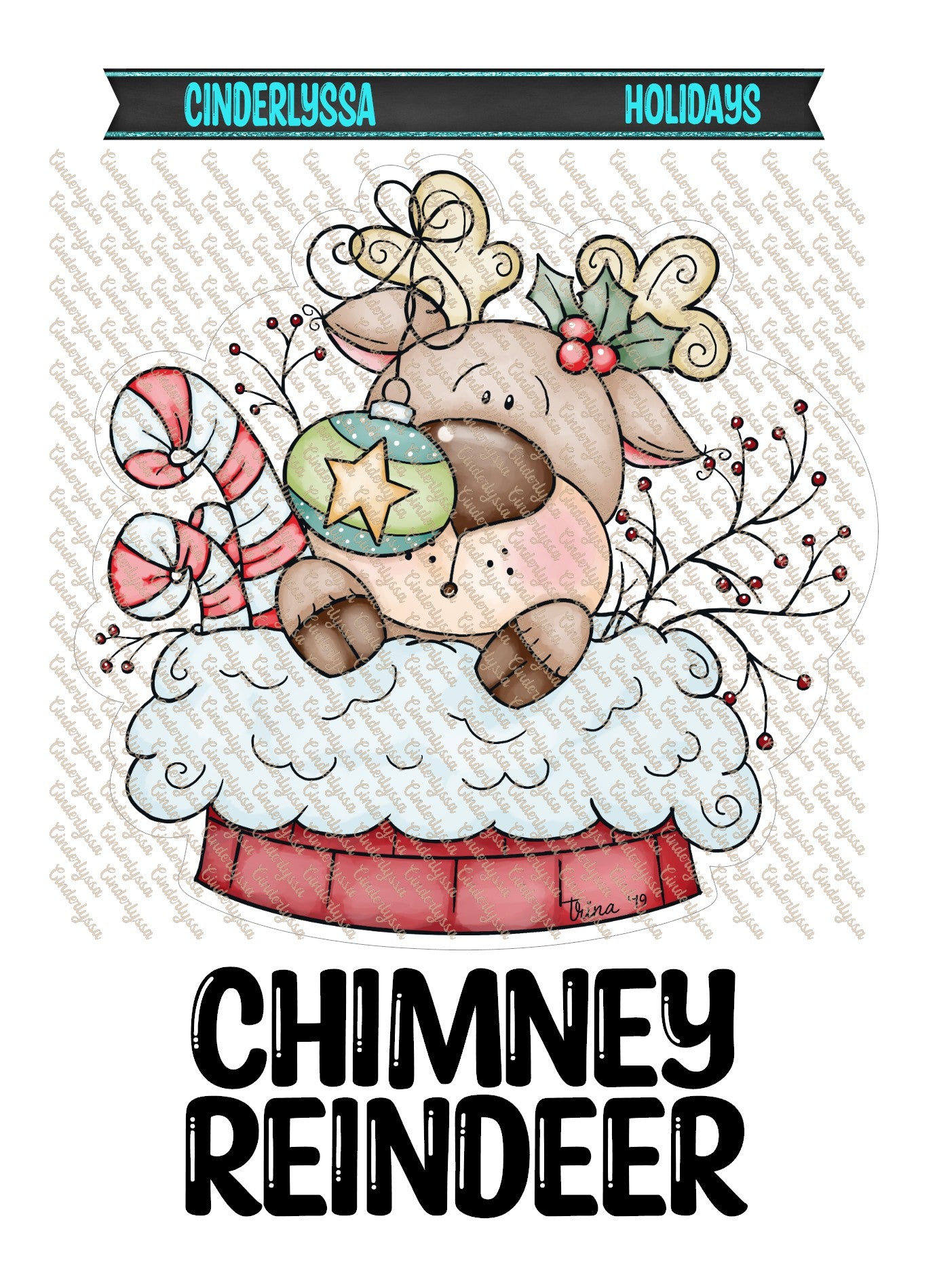 Chimney Reindeer Cardstock Silicone Mold, Aroma Bead Molds, Premium Cardstock Images