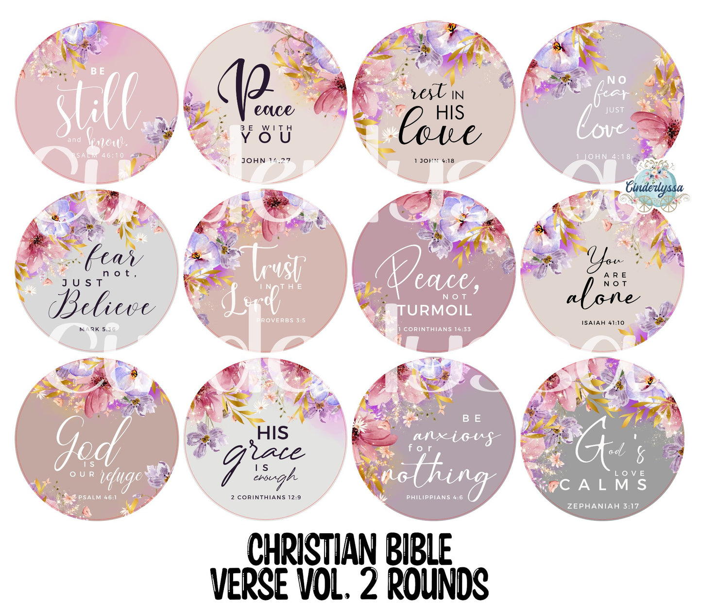 3.5 inch Round Christian Bible Verse Vol. 2 for Cardstock Silicone Mold, NO MOLD INCLUDED for Aroma Bead Molds, Premium Cardstock Images