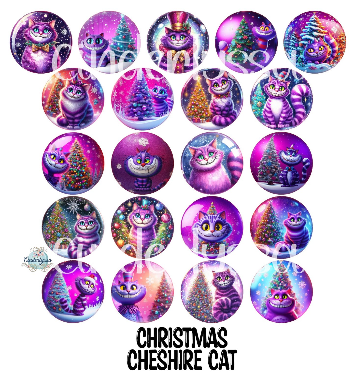 2.5 inch Round Christmas Cheshire Cat Cardstock Only for freshies - NO MOLD for Aroma Bead Molds, Cardstock Silicone Mold, Premium Cardstock Images