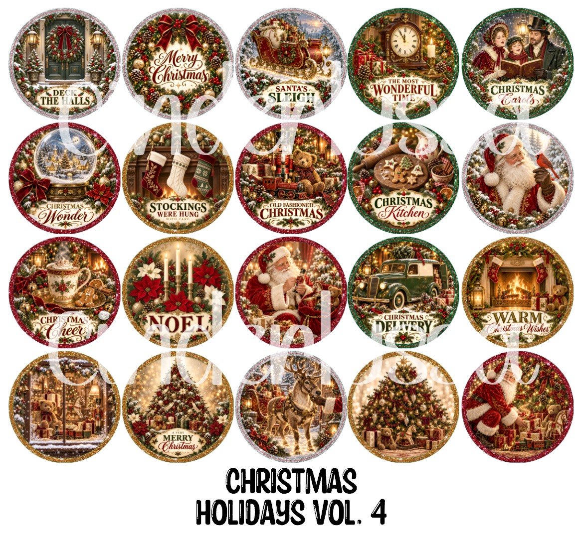 Christmas Holidays Vol. 4 Rounds Cardstock Only for freshies - NO MOLD for Aroma Bead Molds, Premium Cardstock Images