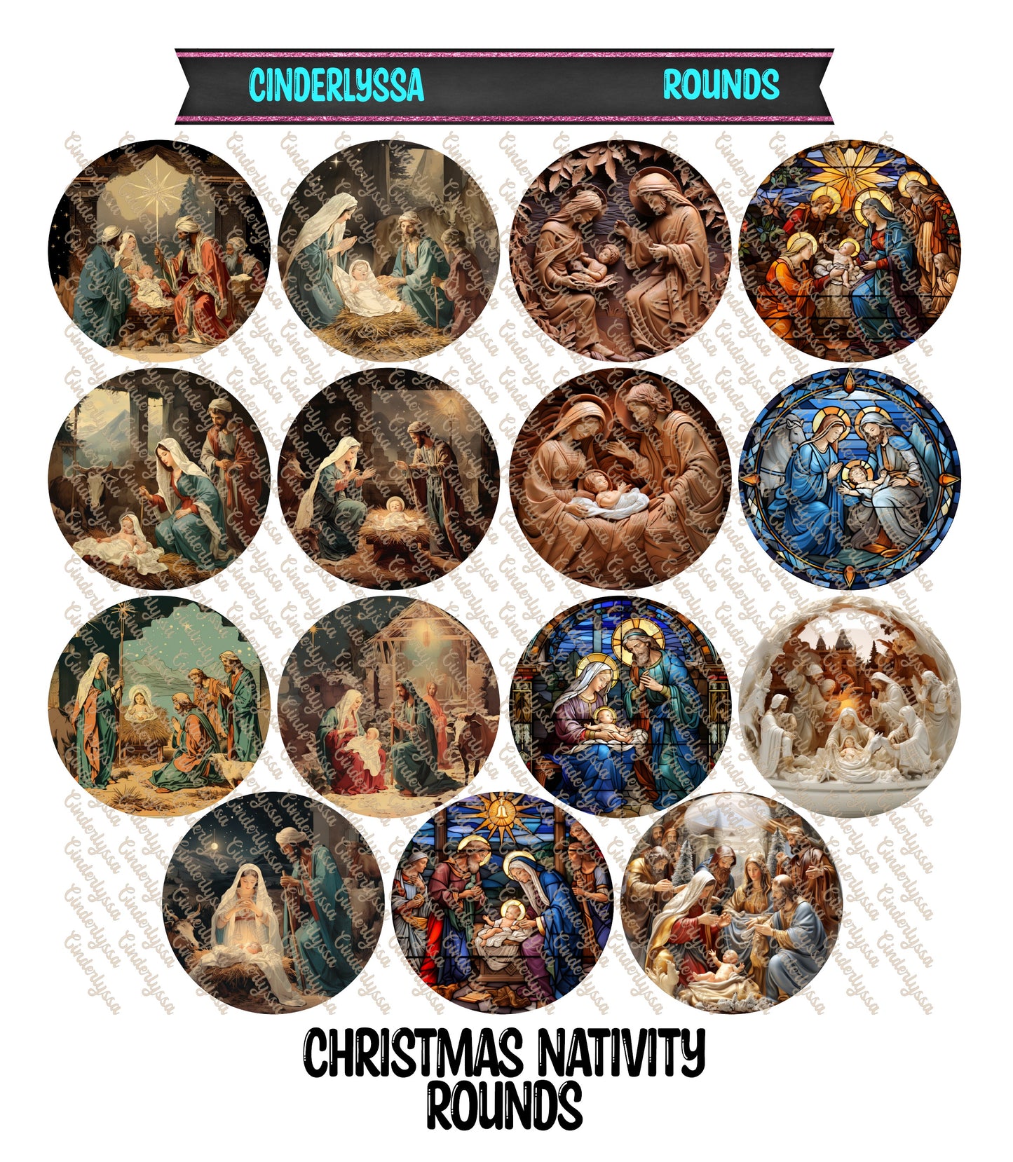 3 inch Round Christmas Nativity - Rounds Cardstock Only for freshies - NO MOLD, for Aroma Bead Molds, Premium Cardstock
