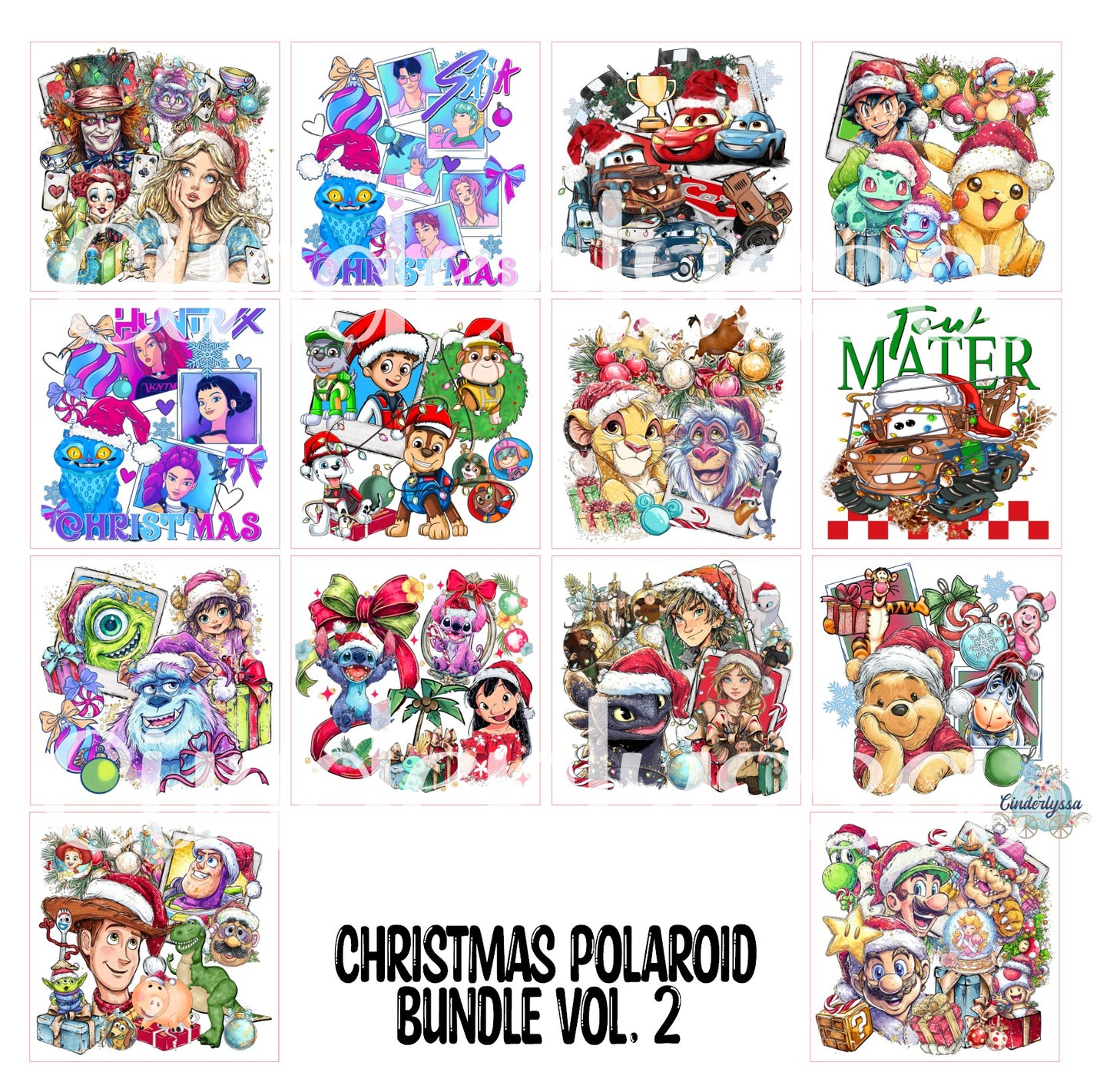2.5 inch Square Christmas Polaroid Bundle Vol. 2 Cardstock Only for freshies - NO MOLD: Cardstock Silicone Mold, for Aroma Bead Molds, Premium Cardstock Images