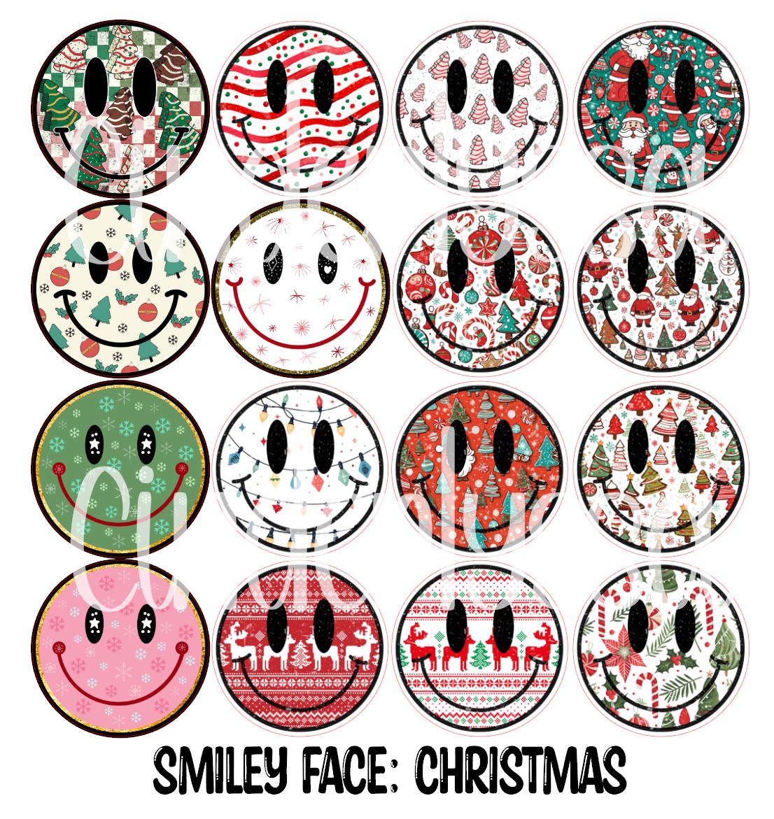 2.5 inch Round Christmas Smiley Face Cardstock Only for freshies: Cardstock Silicone Mold, Premium Cardstock Images-NO MOLD