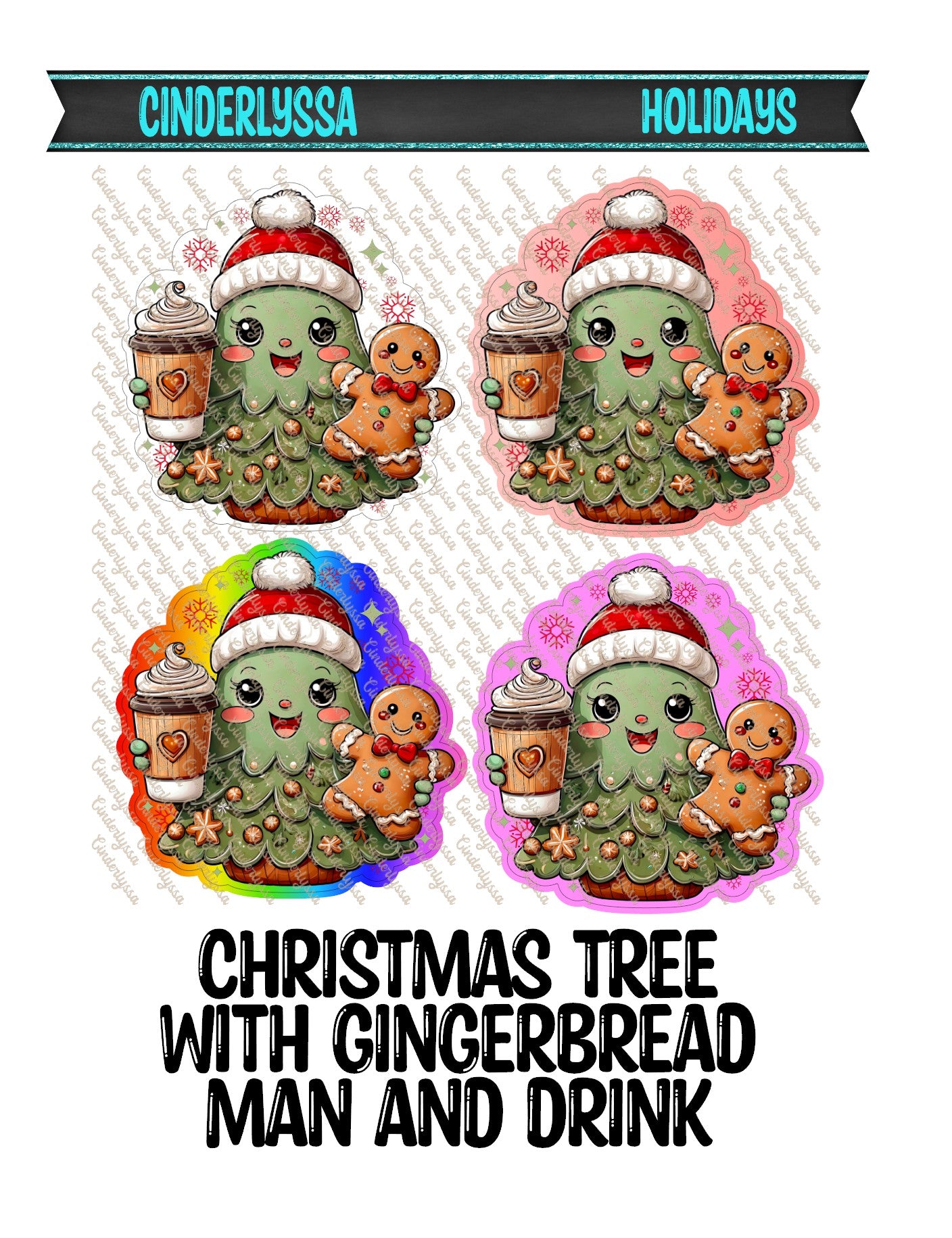 Christmas Tree With Gingerbread Man and Drink Cardstock Silicone Mold, Aroma Bead Molds, Car Freshies, Premium Cardstock Images