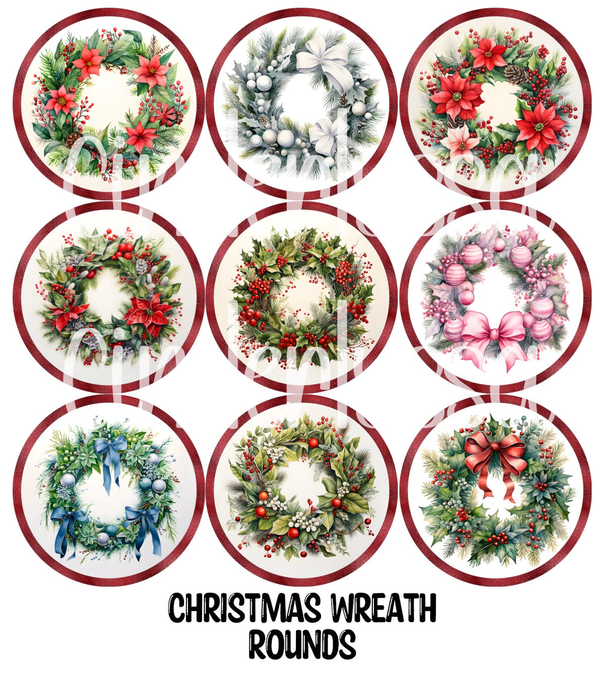 Christmas Wreath Rounds Cardstock Only for freshies - NO MOLD for Aroma Bead Molds, Premium Cardstock Images