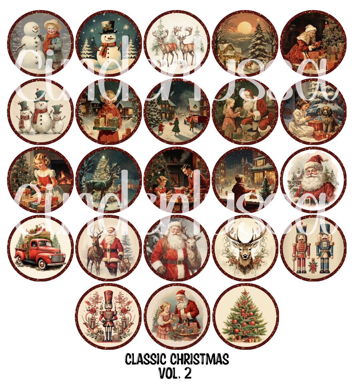 Classic Christmas Vol. 2 Rounds Cardstock Only for freshies - NO MOLD for Aroma Bead Molds, Premium Cardstock Images