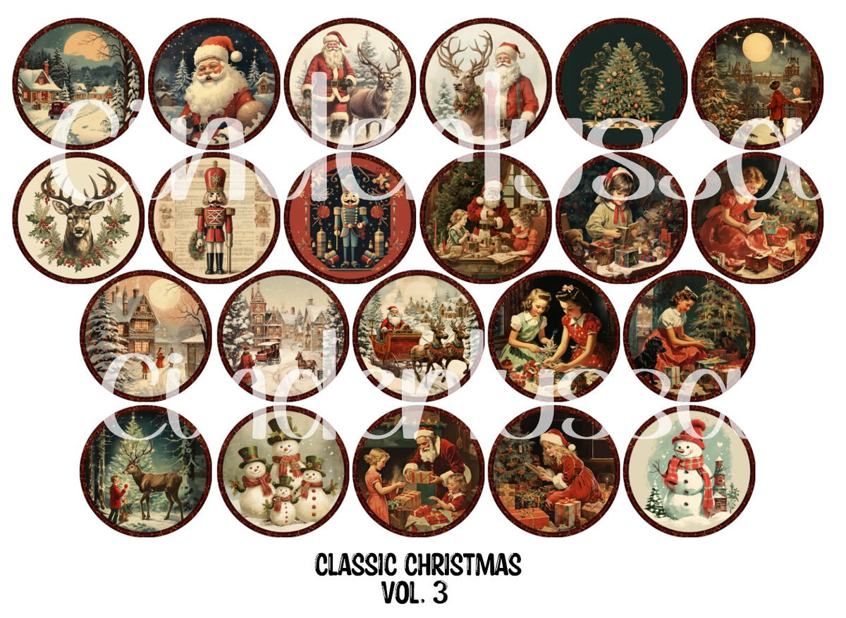 Classic Christmas Vol. 3 Rounds Cardstock Only for freshies - NO MOLD for Aroma Bead Molds, Premium Cardstock Images