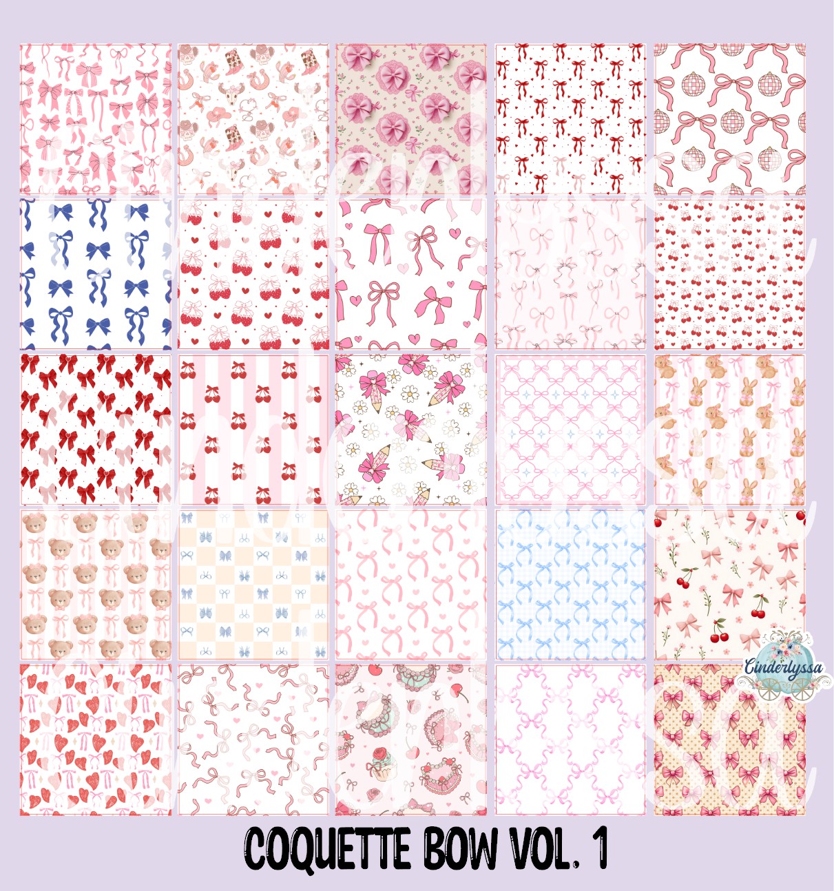 2.5 inch Square Coquette Bow Vol. 1 Cardstock Only for freshies - NO MOLD: Cardstock Silicone Mold, for Aroma Bead Molds, Premium Cardstock Image