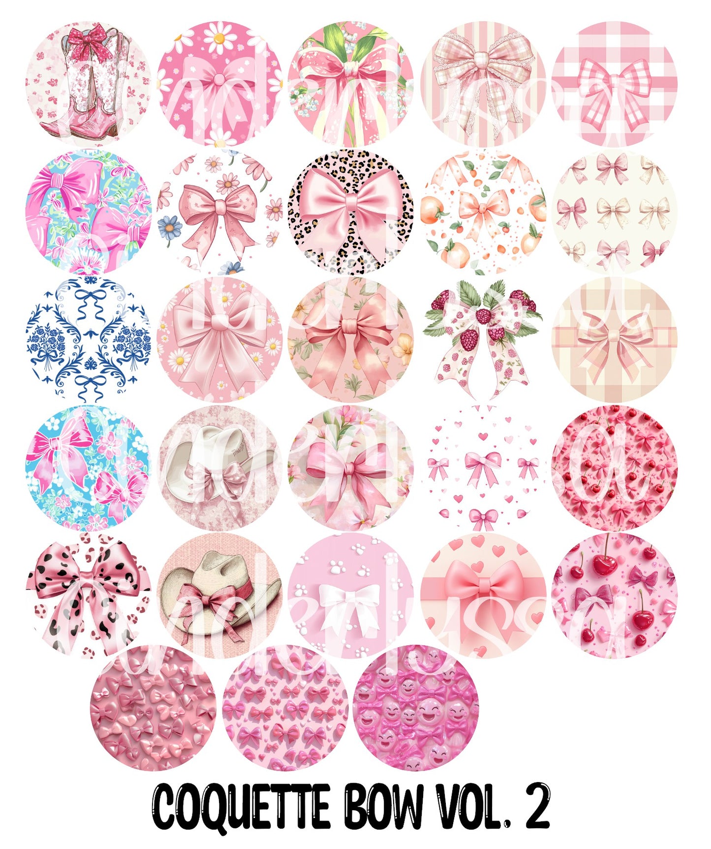 3.5 inch Round: Coquette Bows Vol. 2 for Cardstock Silicone Mold, NO MOLD INCLUDED for Aroma Bead Molds, Premium Cardstock Images