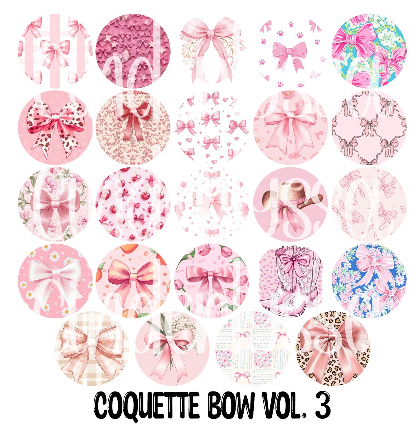 3 inch Round Coquette Bows Vol. 3 Cardstock Only for freshies: for Aroma Bead Molds, NO MOLD INCLUDED, Premium Cardstock Images