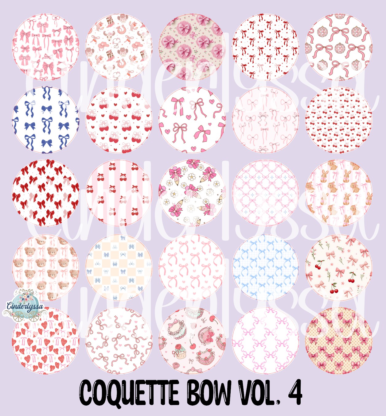 3.5 inch Round: Coquette Bows Vol. 4 for Cardstock Silicone Mold, NO MOLD INCLUDED for Aroma Bead Molds, Premium Cardstock Images