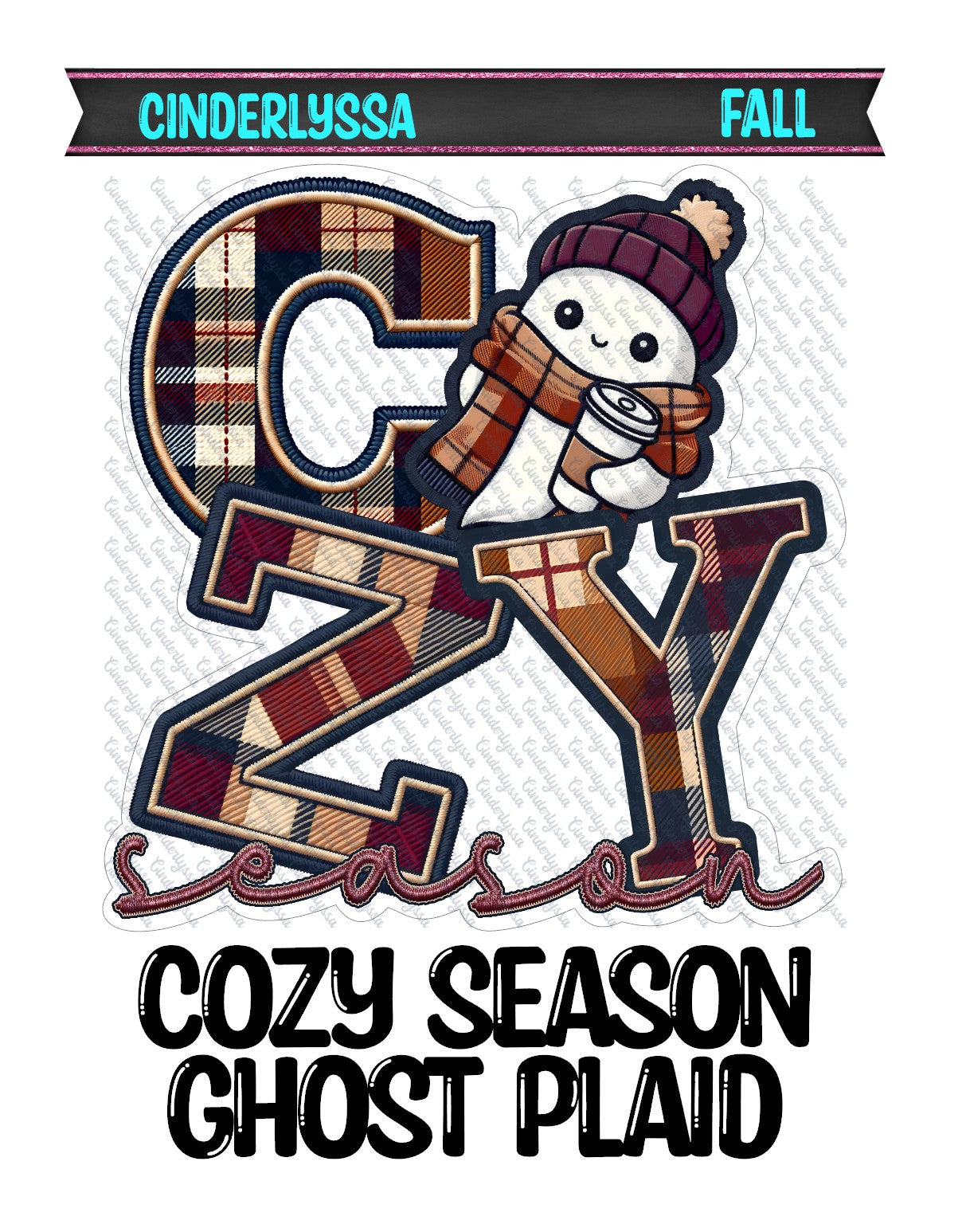 Cozy Season Ghost Plaid Cardstock Silicone Mold, Aroma Bead Molds, Car Freshies, Premium Cardstock Images