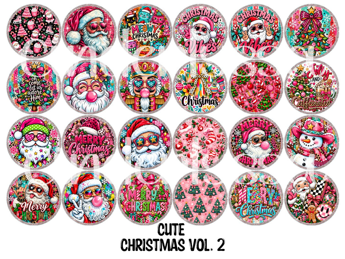 Cute Christmas Vol. 2 Rounds Cardstock Only for freshies - NO MOLD for Aroma Bead Molds, Premium Cardstock Images