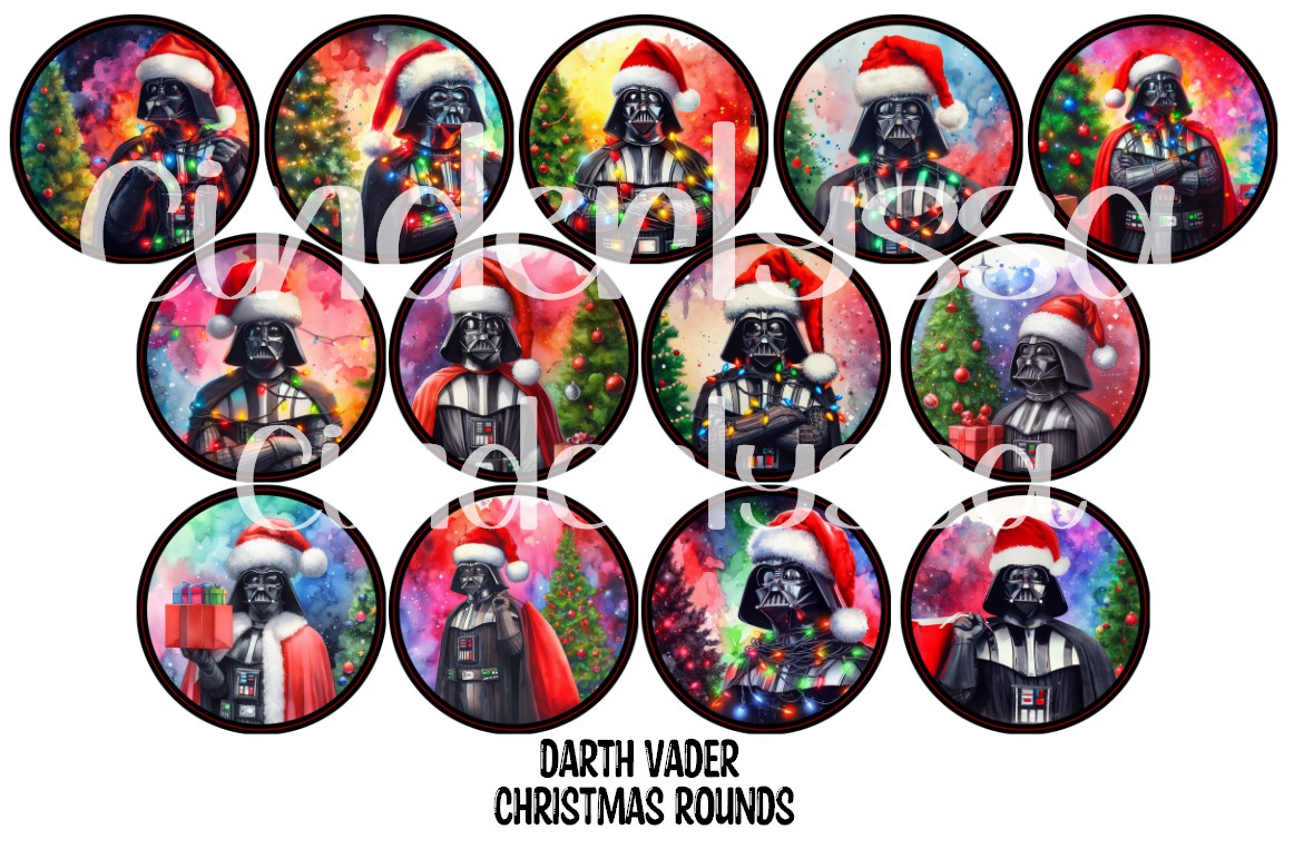 Darth Vader Christmas Rounds Cardstock Only for freshies - NO MOLD for Aroma Bead Molds, Premium Cardstock Images