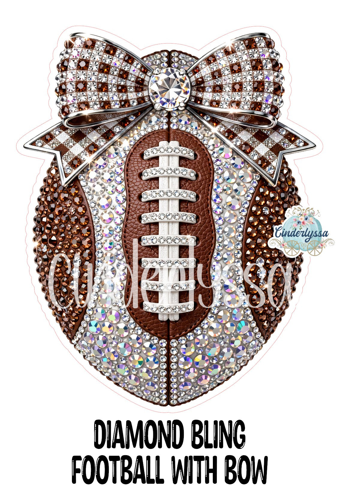 Diamond Bling Football with Bow Cardstock Silicone Mold, Aroma Bead Molds, Premium Cardstock Images