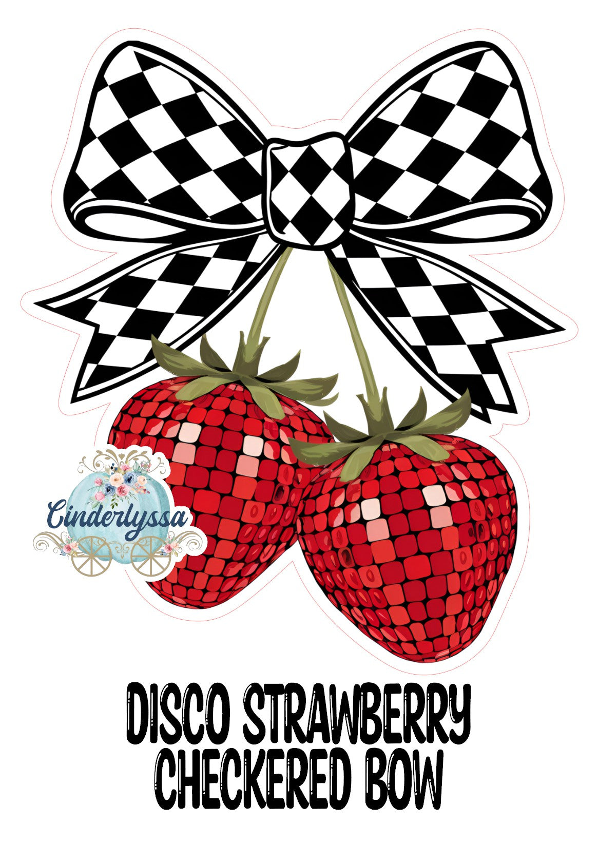 Disco Strawberry Checkered Bow Cardstock Silicone Mold, Aroma Bead Molds, Premium Cardstock Images