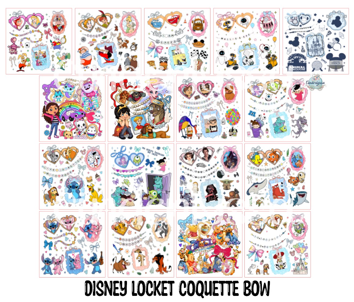 2 inch Square Disney Locket Coquette Bow Cardstock Only for freshies - NO MOLD: Aroma Bead Molds, Premium Cardstock Images