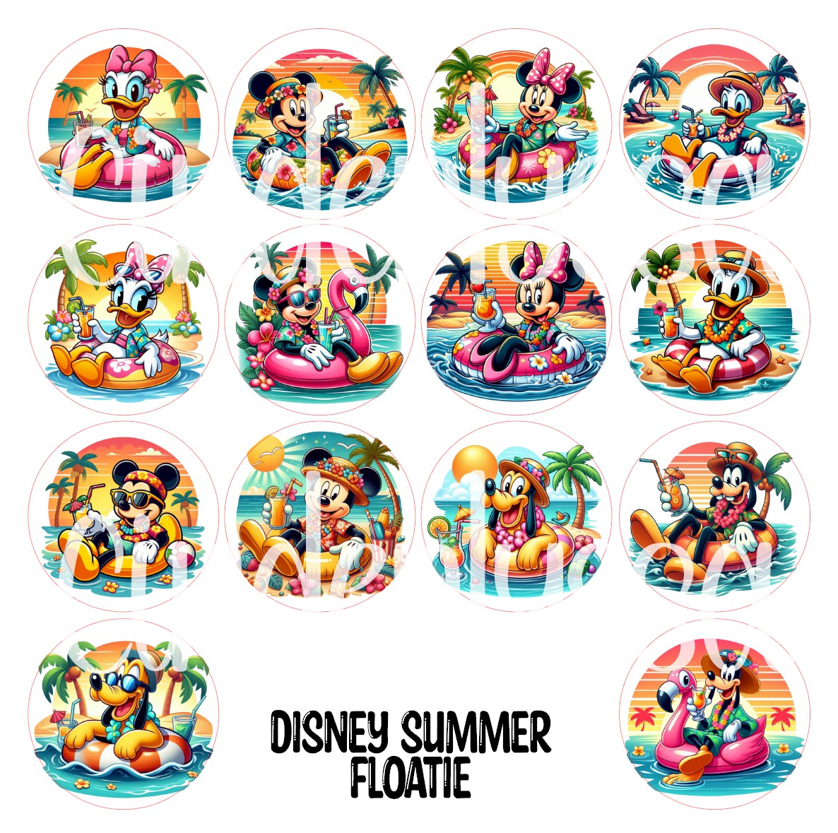 2.5 inch Round Disney Summer Floatie Cardstock Only for freshies: Cardstock Silicone Mold, Car Freshener, Premium Cardstock Images-NO MOLD