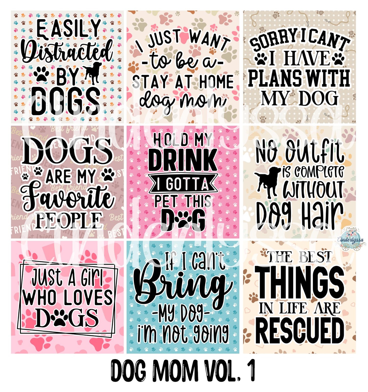 2.5 inch Square Dog Mom Vol. 1 Cardstock Only for freshies - NO MOLD: Cardstock Silicone Mold, for Aroma Bead Molds, Premium Cardstock Images