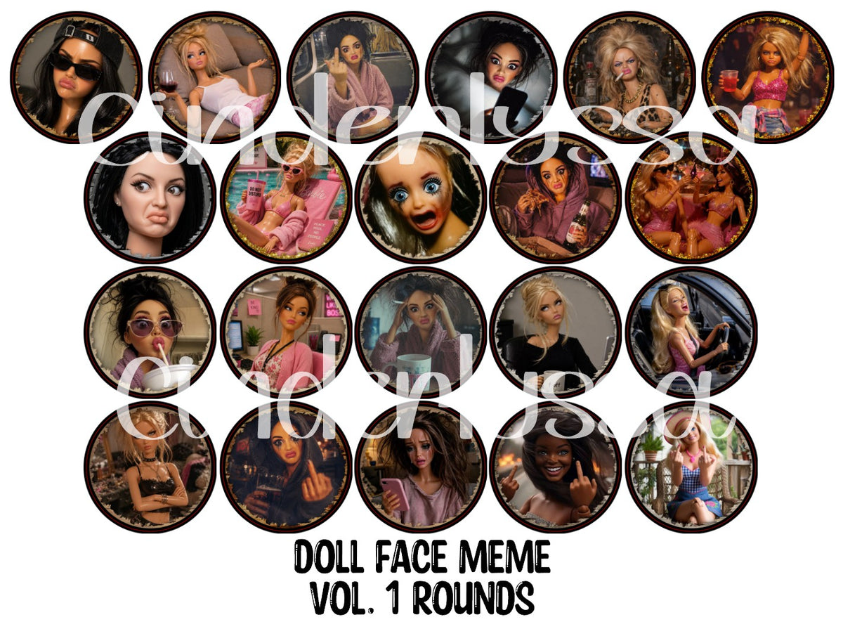 Doll Face Meme Vol. 1 Rounds Cardstock Only for freshies - NO MOLD for Aroma Bead Molds, Premium Cardstock Images