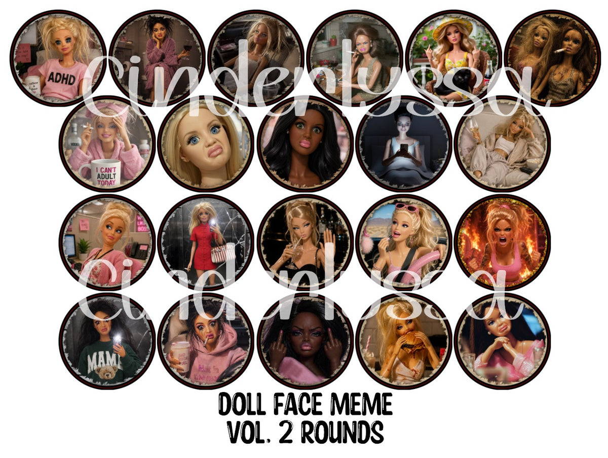 Doll Face Meme Vol. 2 Rounds Cardstock Only for freshies - NO MOLD for Aroma Bead Molds, Premium Cardstock Images
