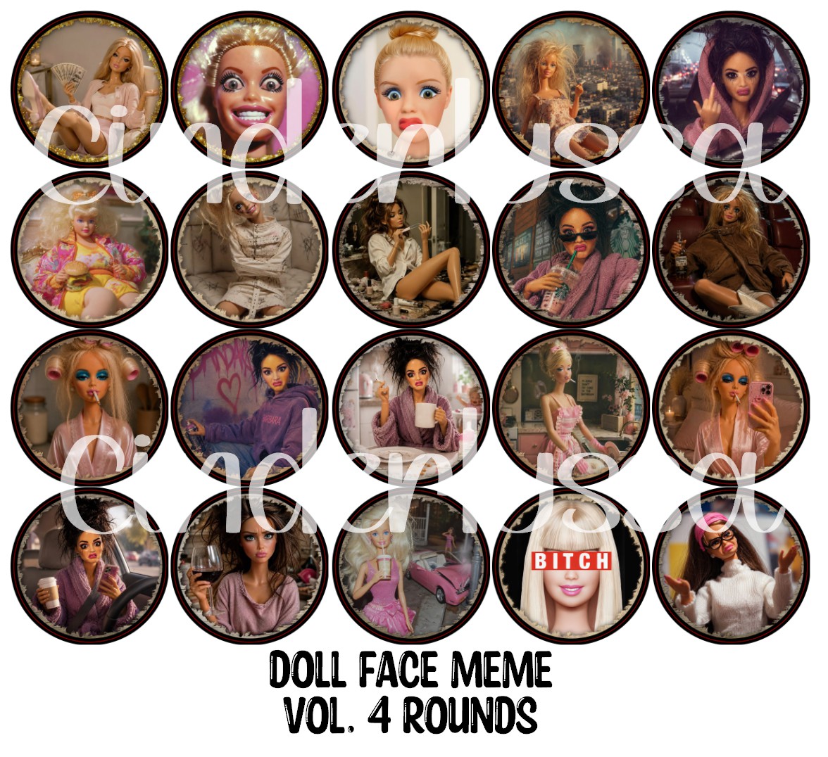 Doll Face Meme Vol. 4 Rounds Cardstock Only for freshies - NO MOLD for Aroma Bead Molds, Premium Cardstock Images