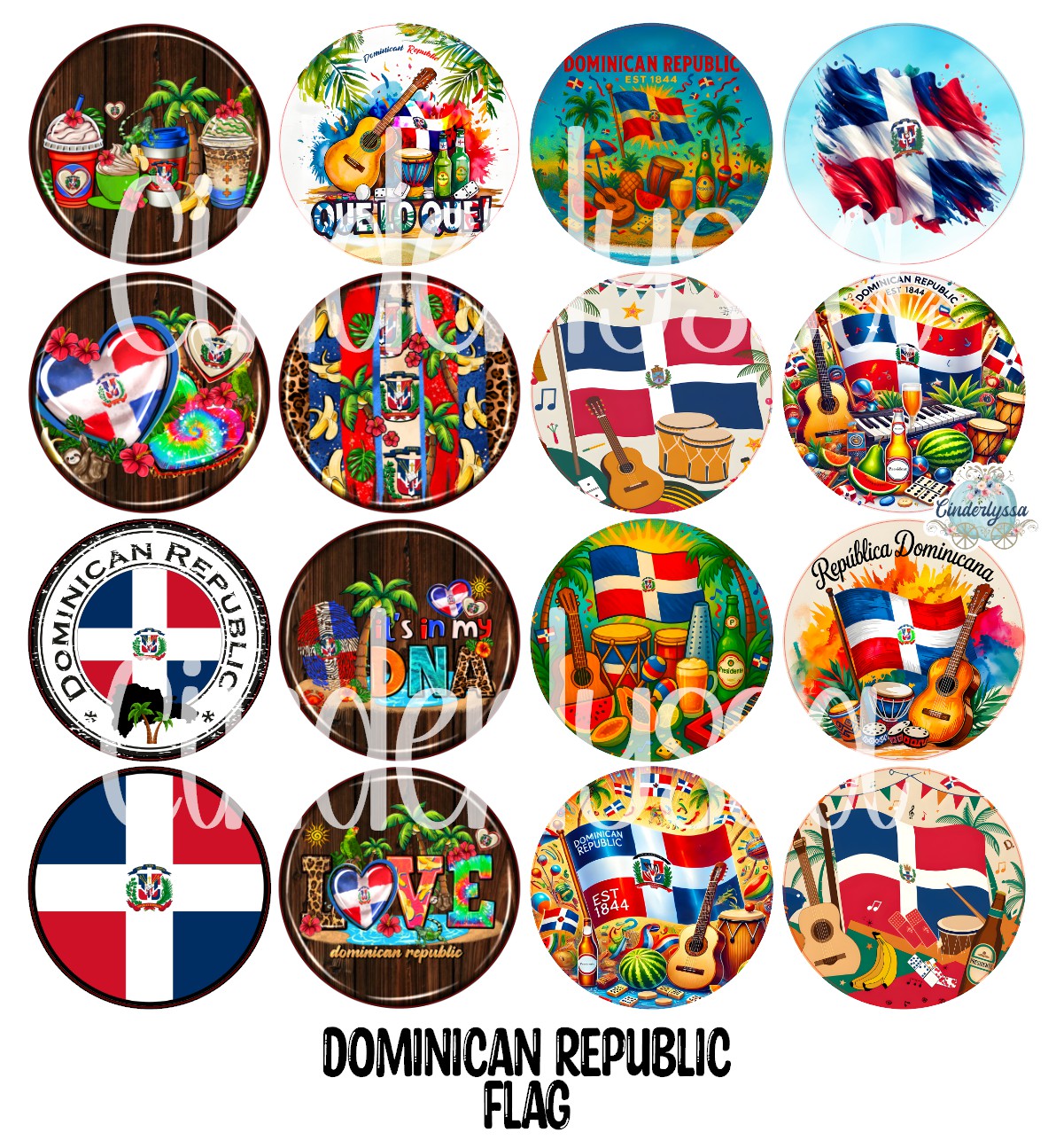 2.5 inch Round Dominican Republic Flag Cardstock Only for freshies: Cardstock Silicone Mold, Premium Cardstock Images - NO MOLD