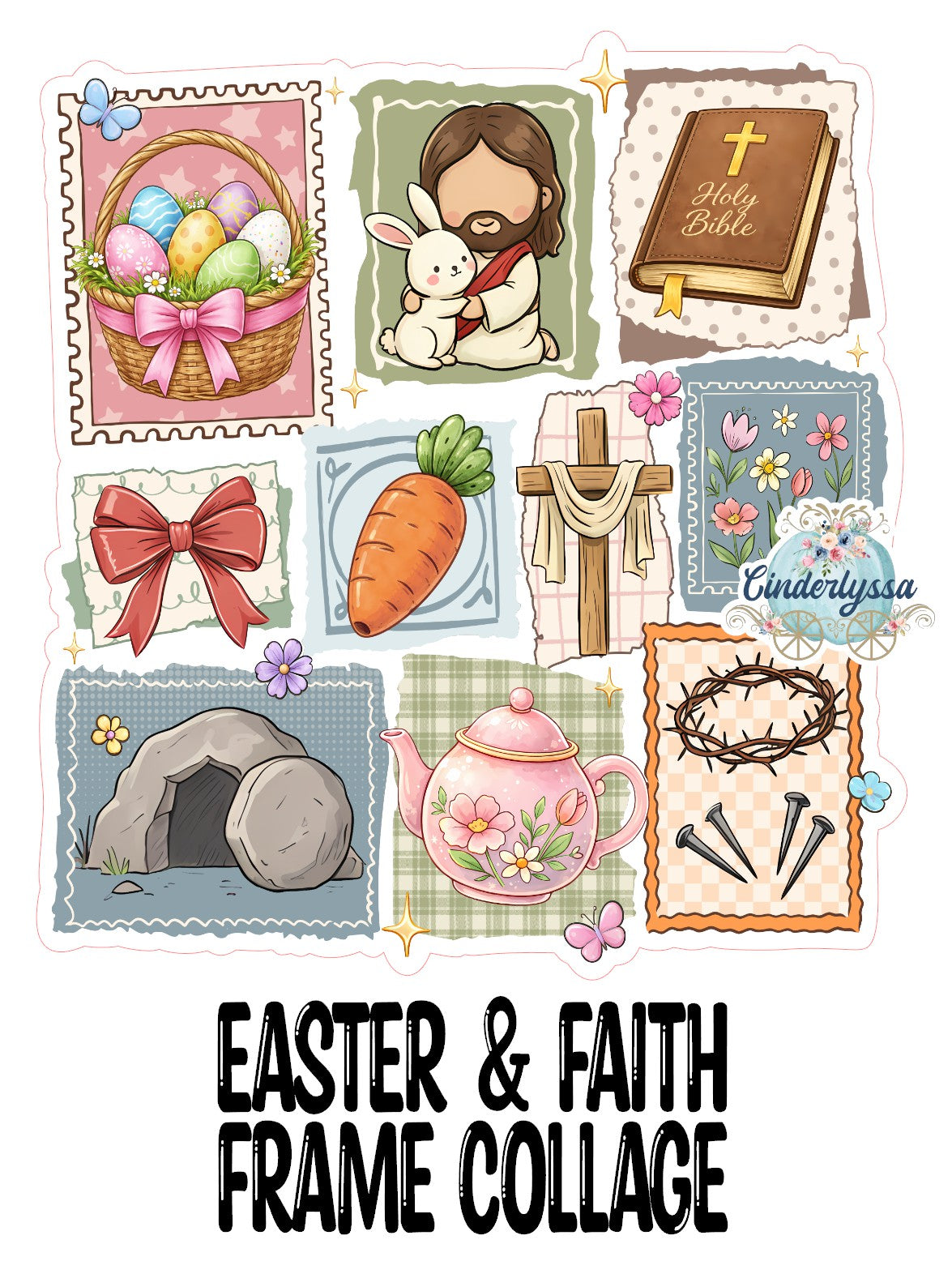 Easter & Faith Frame Collage Cardstock Silicone Mold, Aroma Bead Molds, Premium Cardstock Images