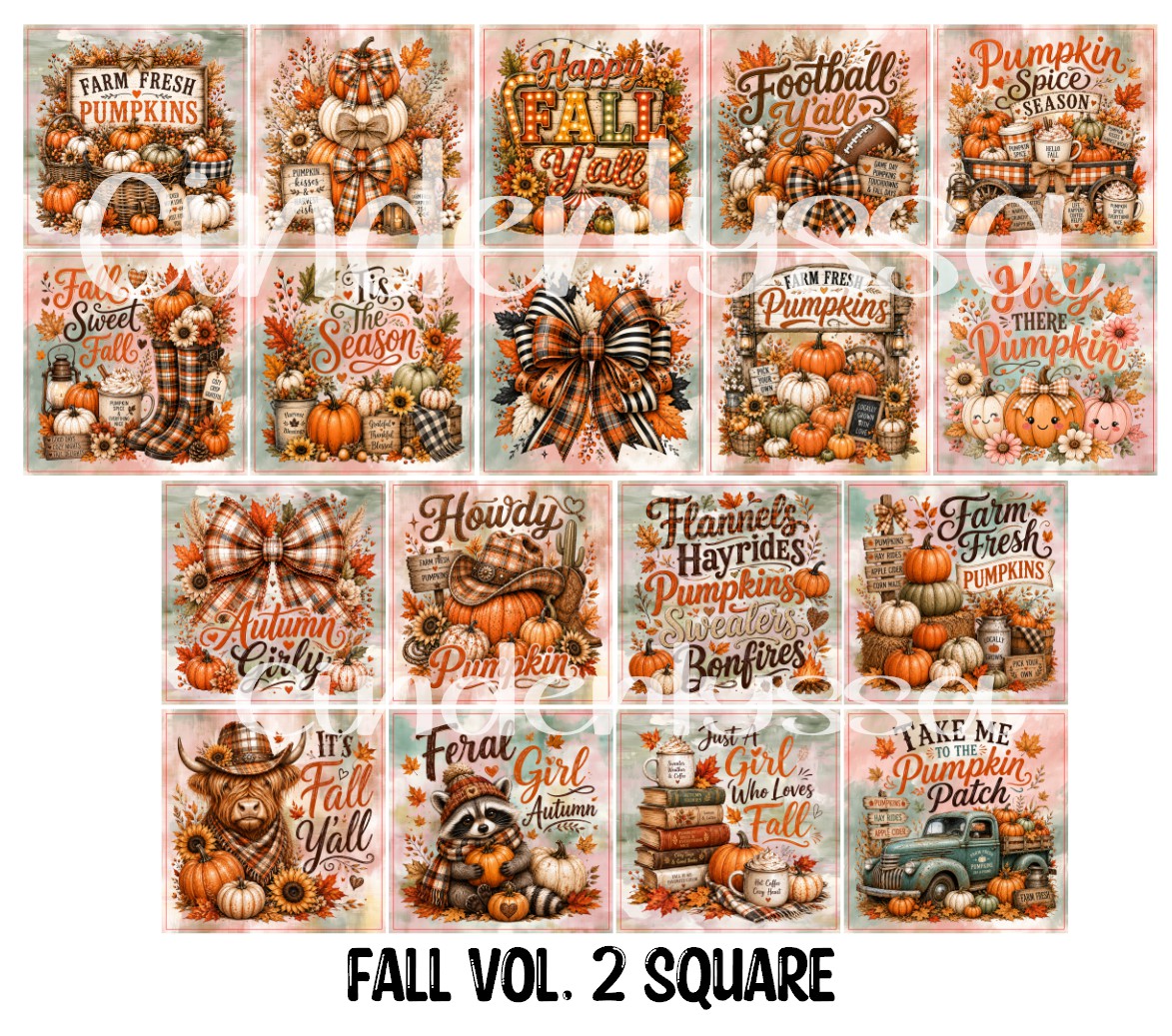 Fall Vol. 2 Squares Cardstock Only for freshies - NO MOLD for Aroma Bead Molds, Premium Cardstock Images