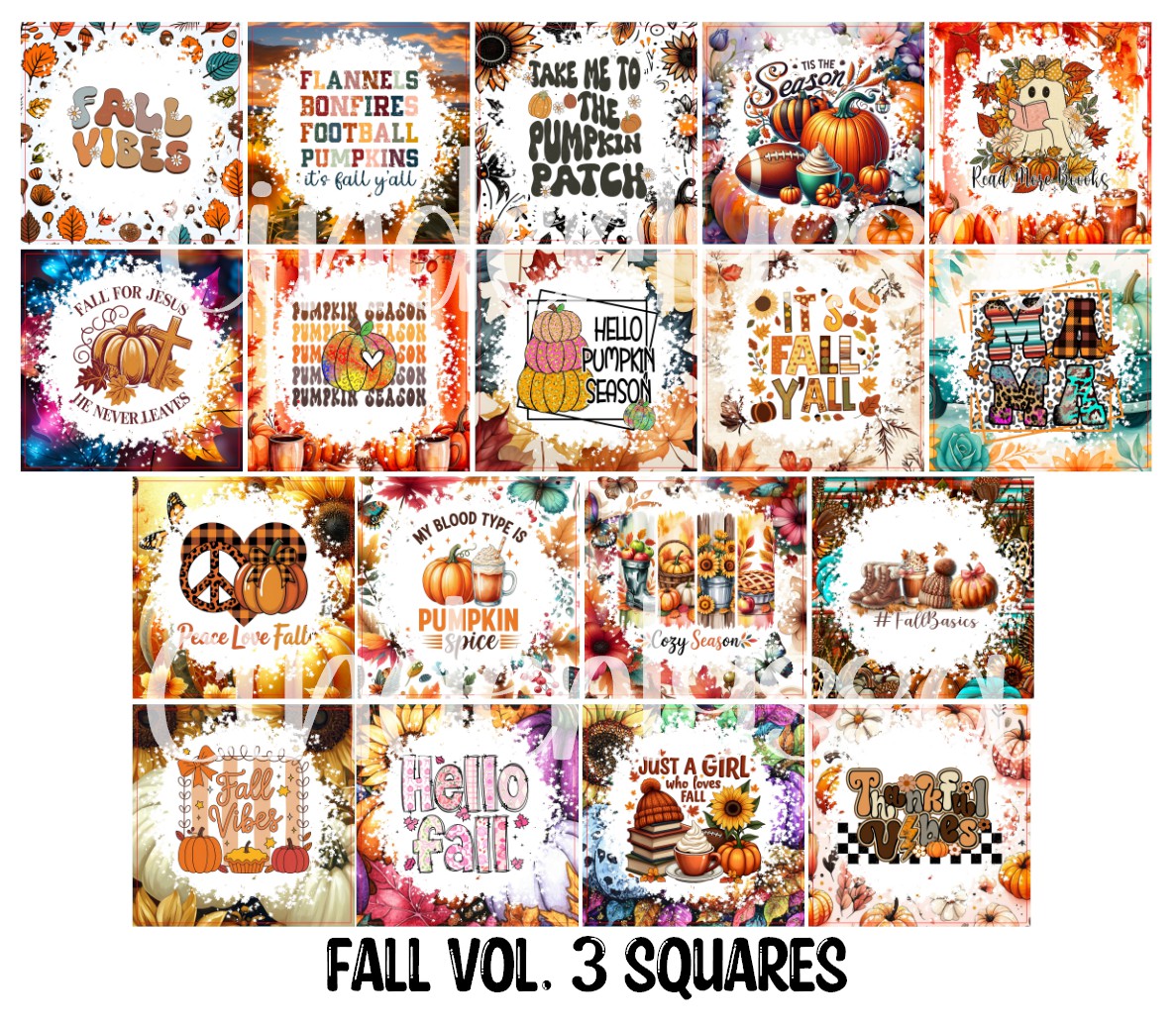 Fall Vol. 3 Squares Cardstock Only for freshies - NO MOLD for Aroma Bead Molds, Premium Cardstock Images
