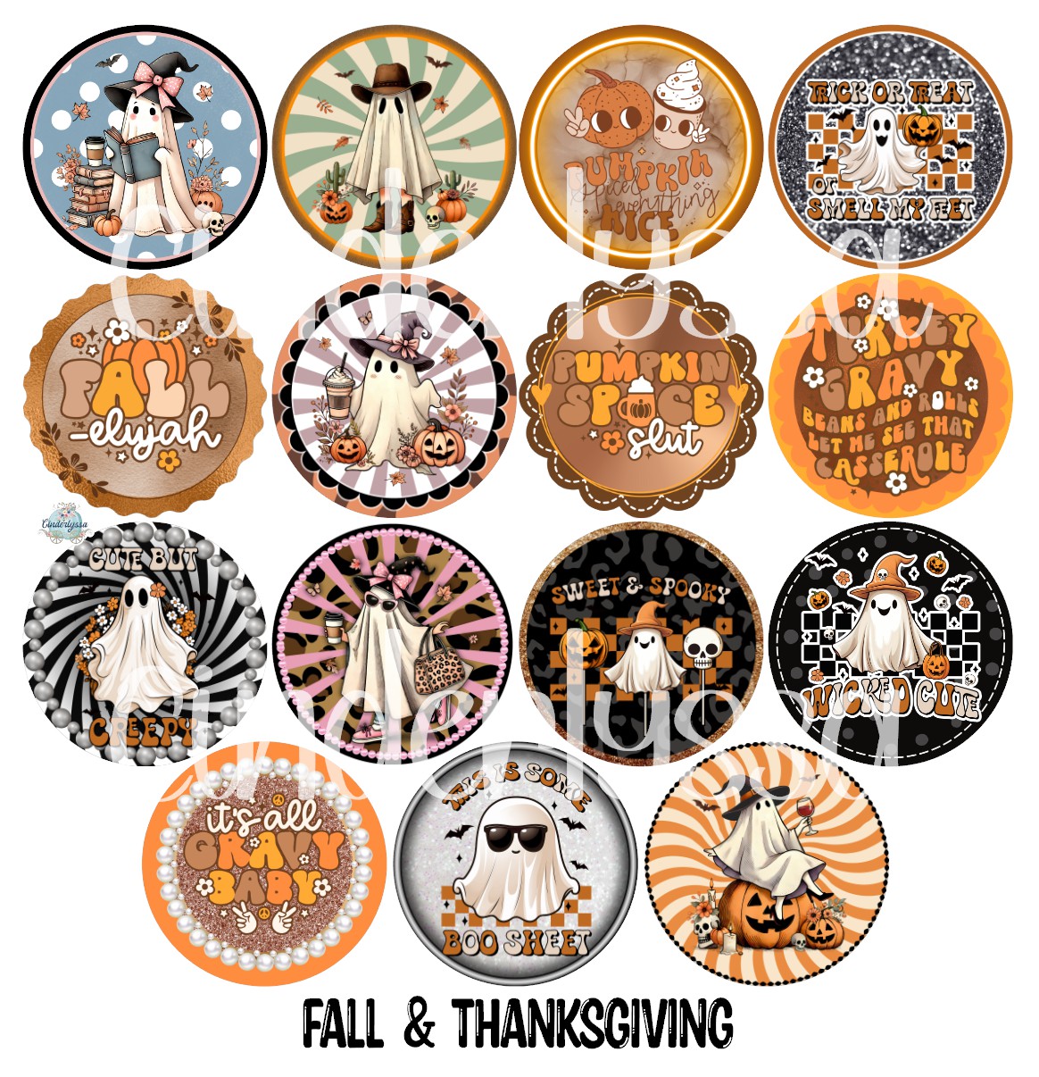 3 inch Round Fall & Thanksgiving Cardstock Only for car freshies - NO MOLD for Aroma Bead Molds, Premium Cardstock Images