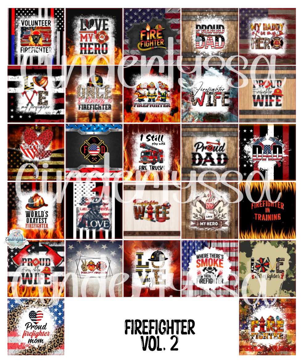 2.5 inch Square: Firefighter Vol. 2 Cardstock Only for freshies - NO MOLD: Cardstock Silicone Mold, for Aroma Bead Molds, Premium Cardstock Images