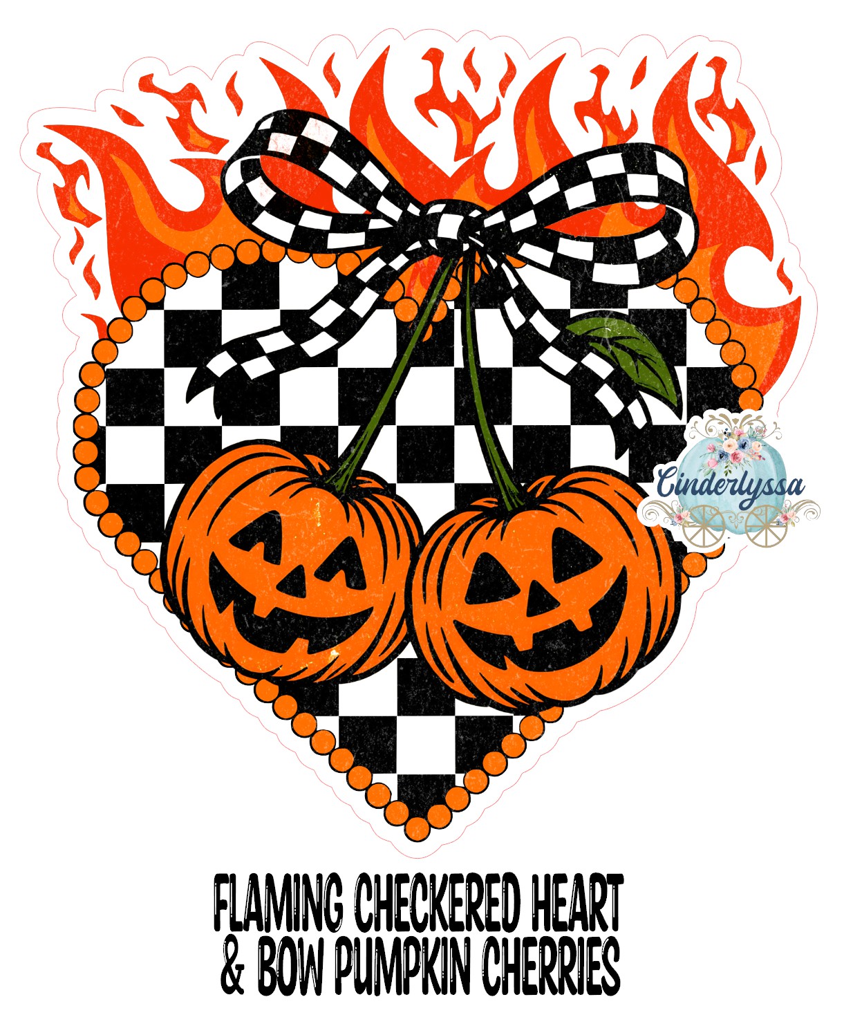 Flaming Checkered Heart & Bow Pumpkin Cherries Cardstock Silicone Mold, Aroma Bead Molds, Premium Cardstock Images