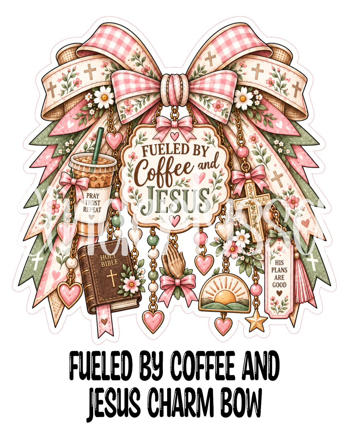 Fueled by Coffee and Jesus Charm Bow Cardstock Silicone Mold, Aroma Bead Molds, Premium Cardstock Images