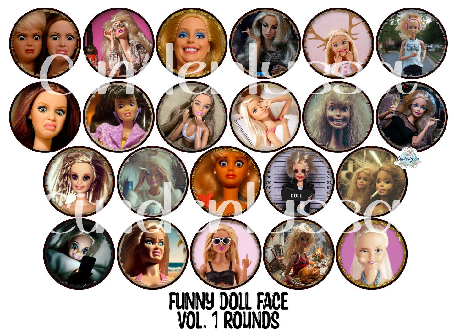 2.5 inch Round Funny Doll Face Vol. 1 Cardstock Only for freshies: Cardstock Silicone Mold, Premium Cardstock Images - NO MOLD