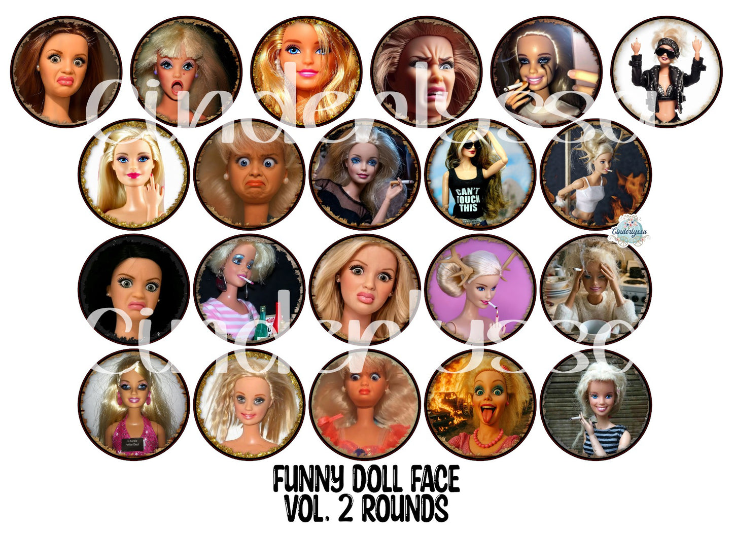 2.5 inch Round Funny Doll Face Vol. 2 Cardstock Only for freshies: Cardstock Silicone Mold, Premium Cardstock Images - NO MOLD
