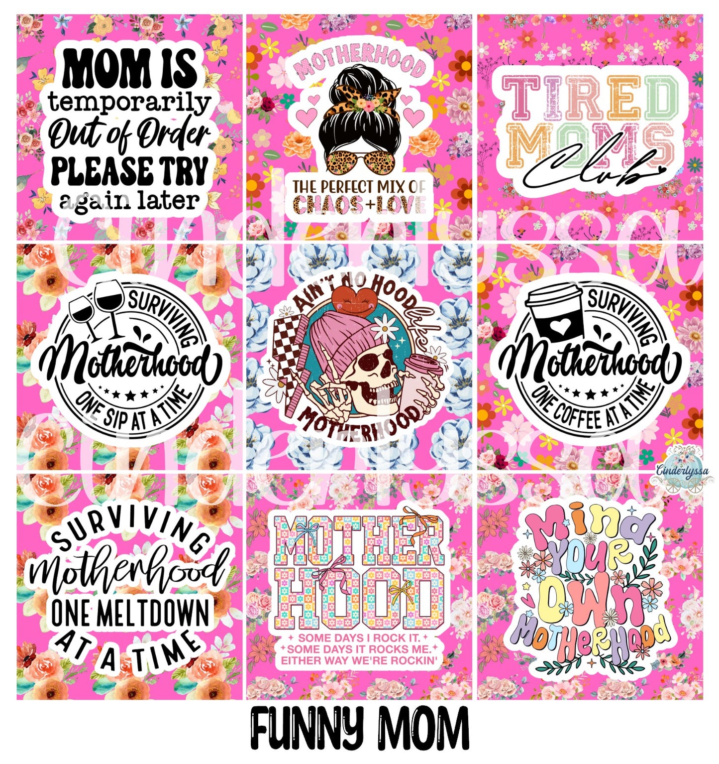 2 inch Square Funny Mom Cardstock Only for freshies - NO MOLD: Aroma Bead Molds, Premium Cardstock Images