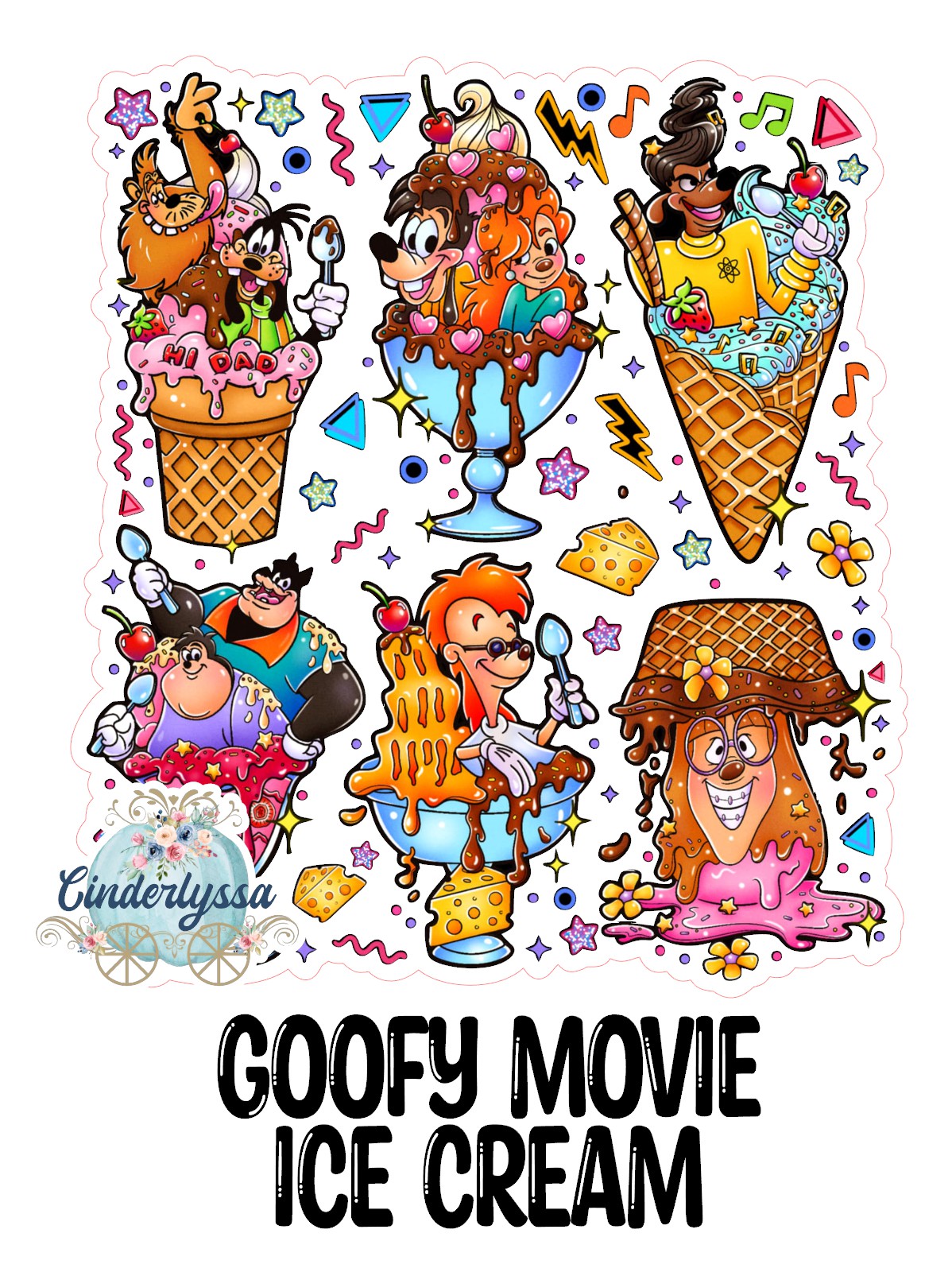 Goofy Movie Ice Cream Cardstock Silicone Mold, Aroma Bead Molds, Premium Cardstock Images